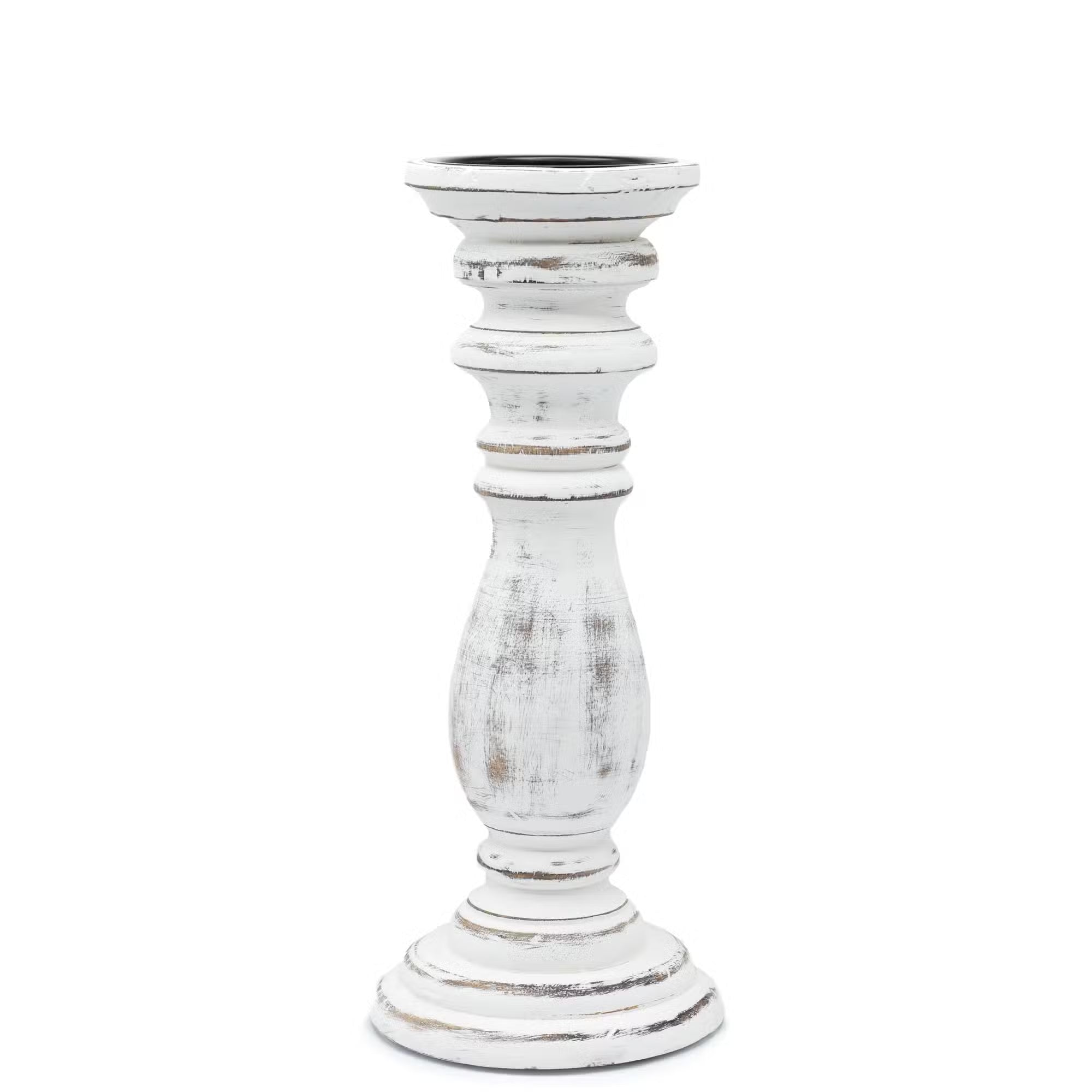 Large Classic Candle Stand Whitewash Natural Wood Grain