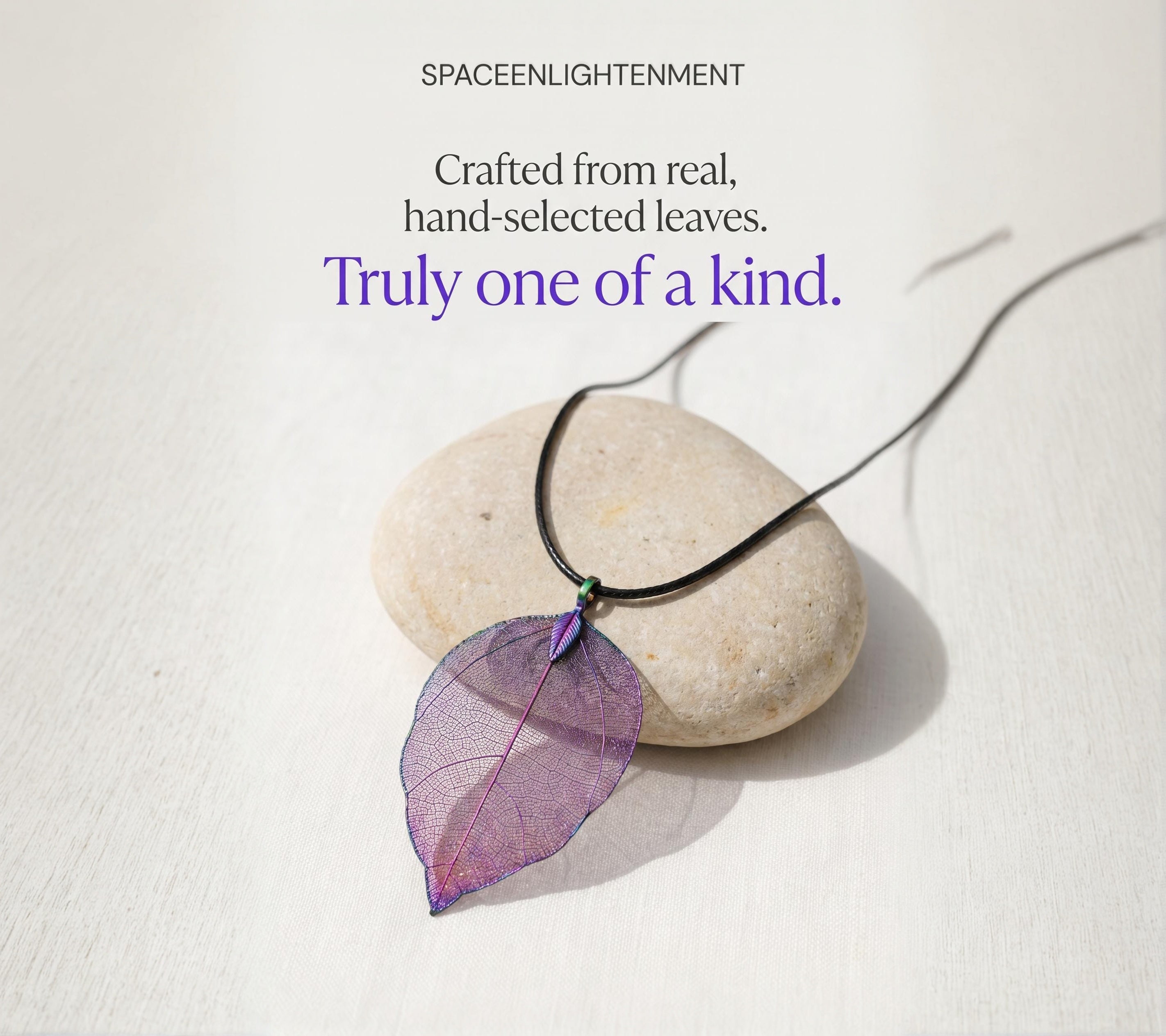 Natural Leaf Necklace Purple Iridescent Luminous Multicoloured