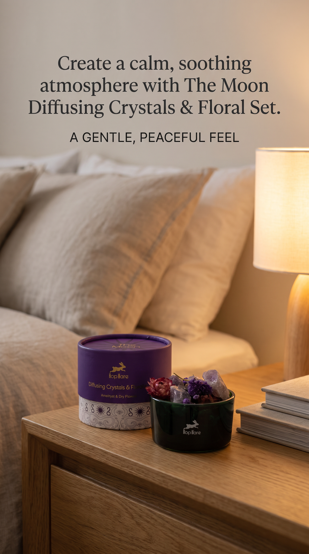 Diffuser Amethyst Crystals & Dried Botanical Floral Aromatherapy Elegant Decor