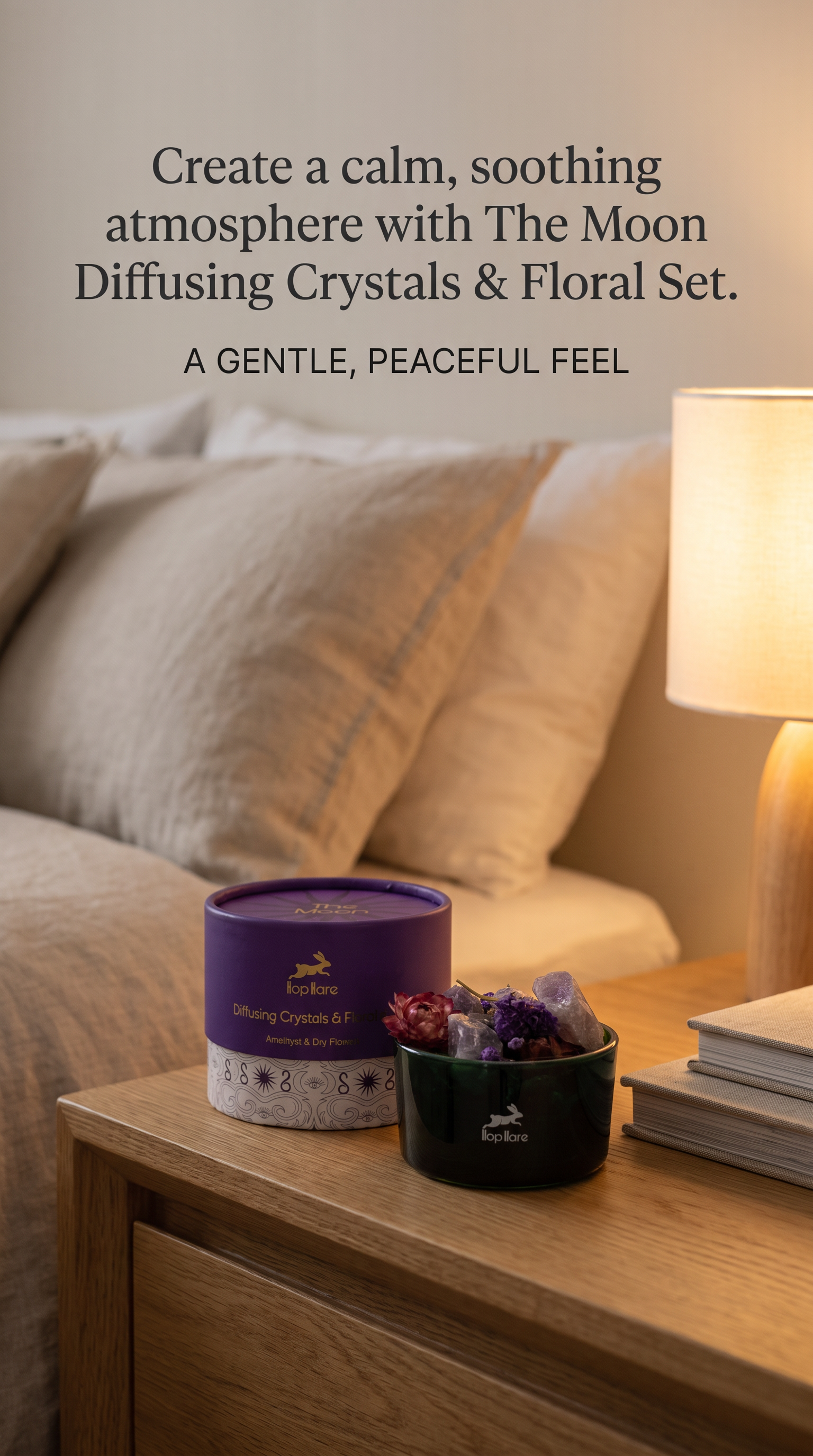Diffuser Amethyst Crystals & Dried Botanical Floral Aromatherapy Elegant Decor