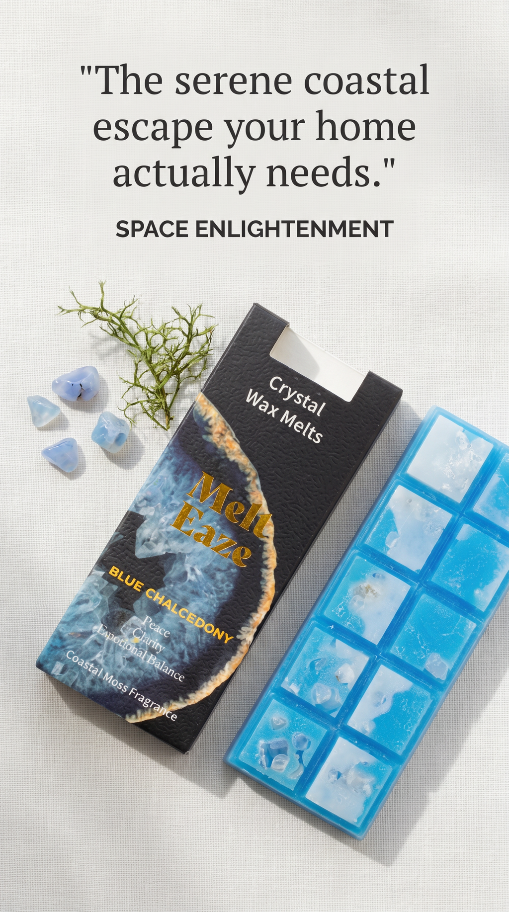 Wax Melts Aquamarine wave with real blue Chalcedony gemstone chips