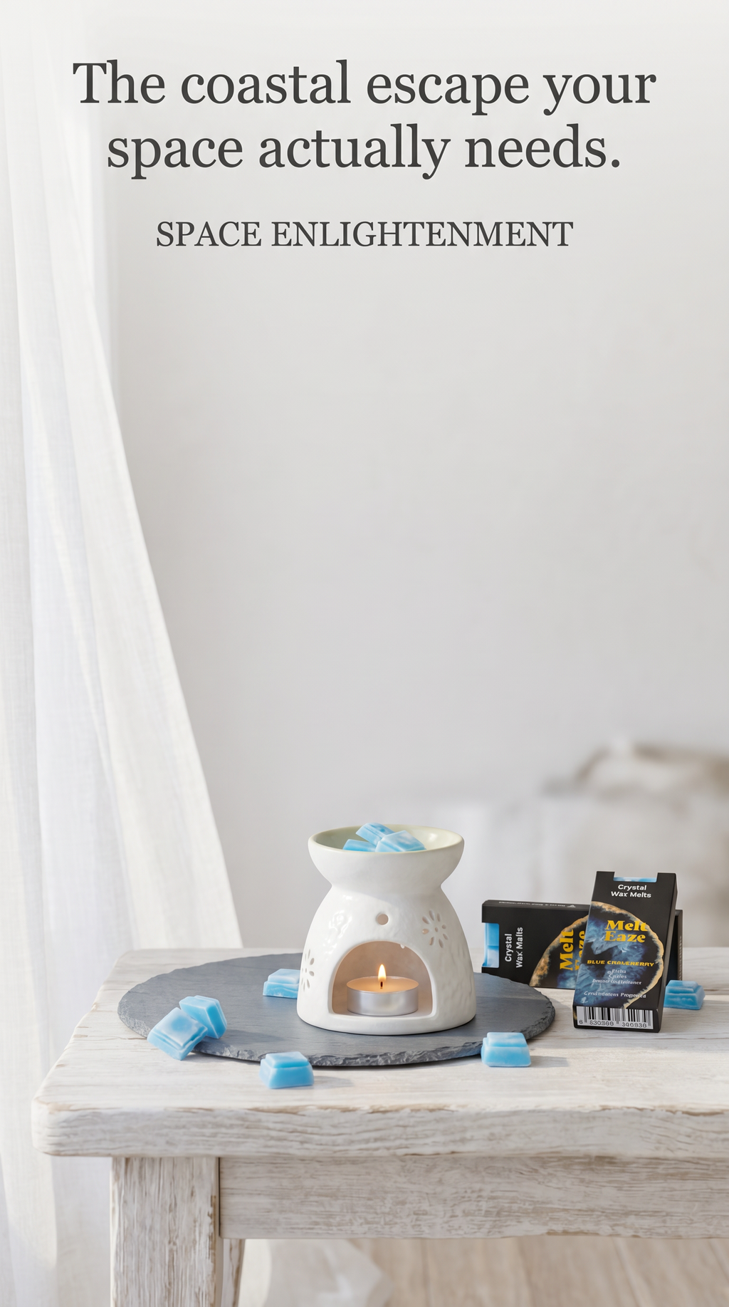 Wax Melts Aquamarine wave with real blue Chalcedony gemstone chips