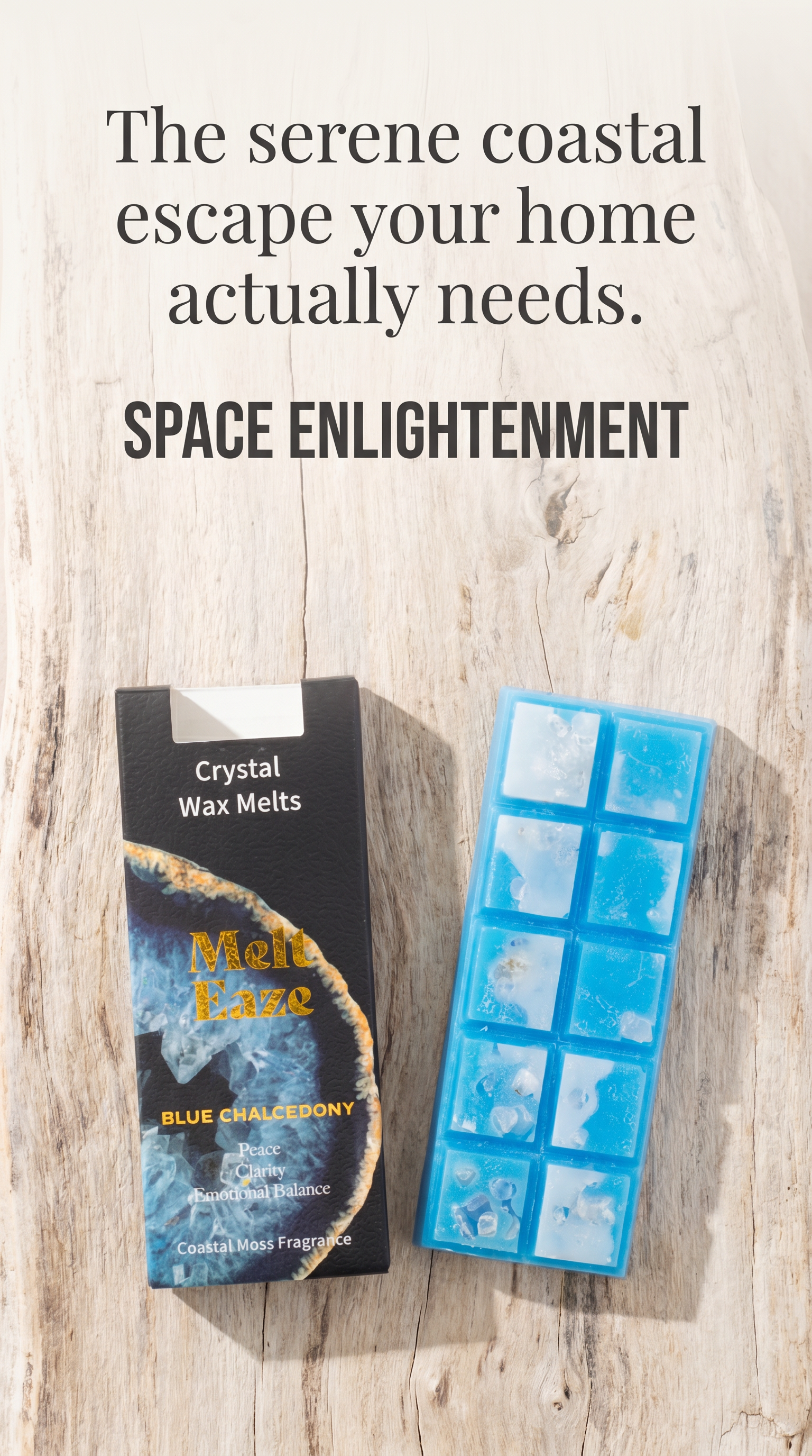 Wax Melts Aquamarine wave with real blue Chalcedony gemstone chips