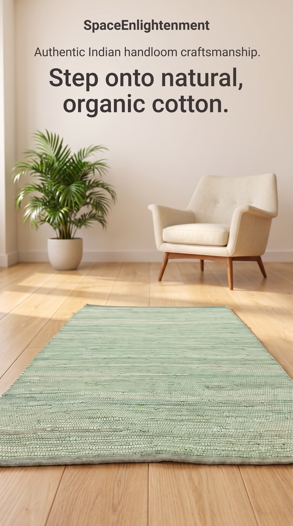 Cotton Rug - Aqua Colour LARGE Indian Handloom