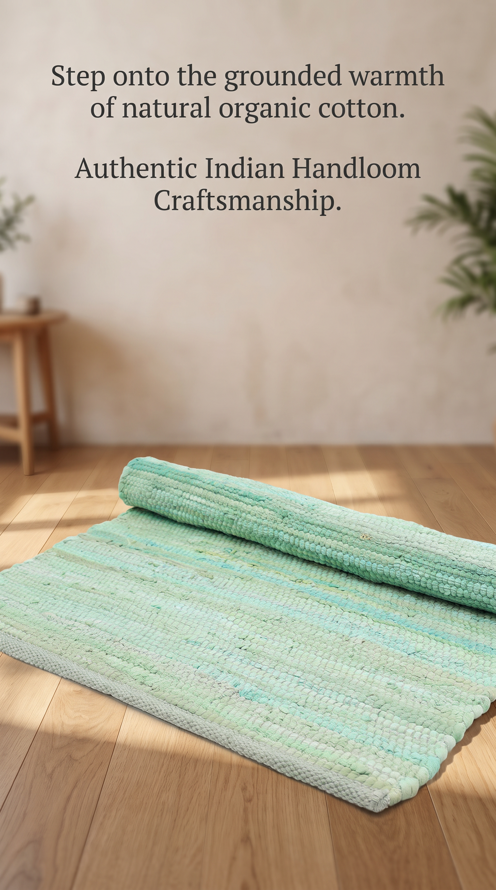 Cotton Rug - Aqua Colour LARGE Indian Handloom