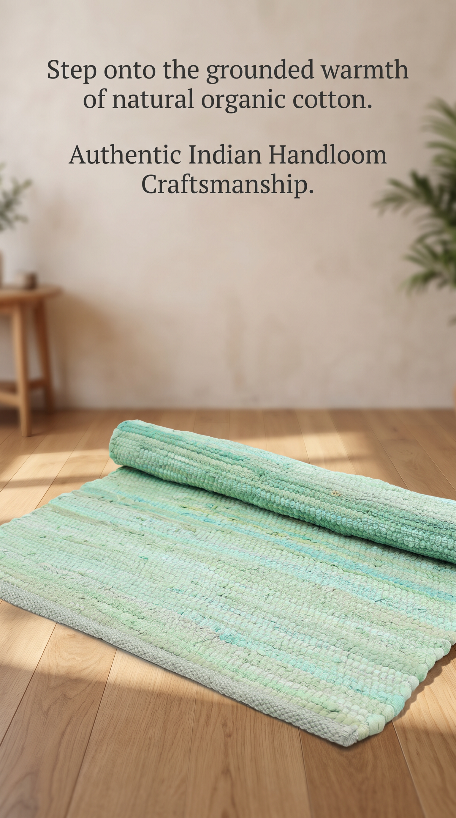 Cotton Rug - Aqua Colour LARGE Indian Handloom