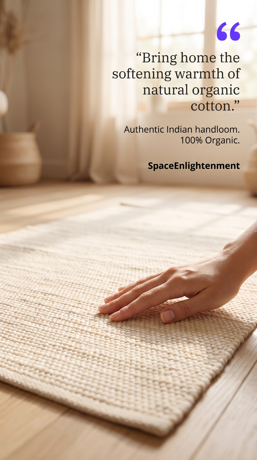 Cotton Rug - Cream Colour LARGE Indian Handloom