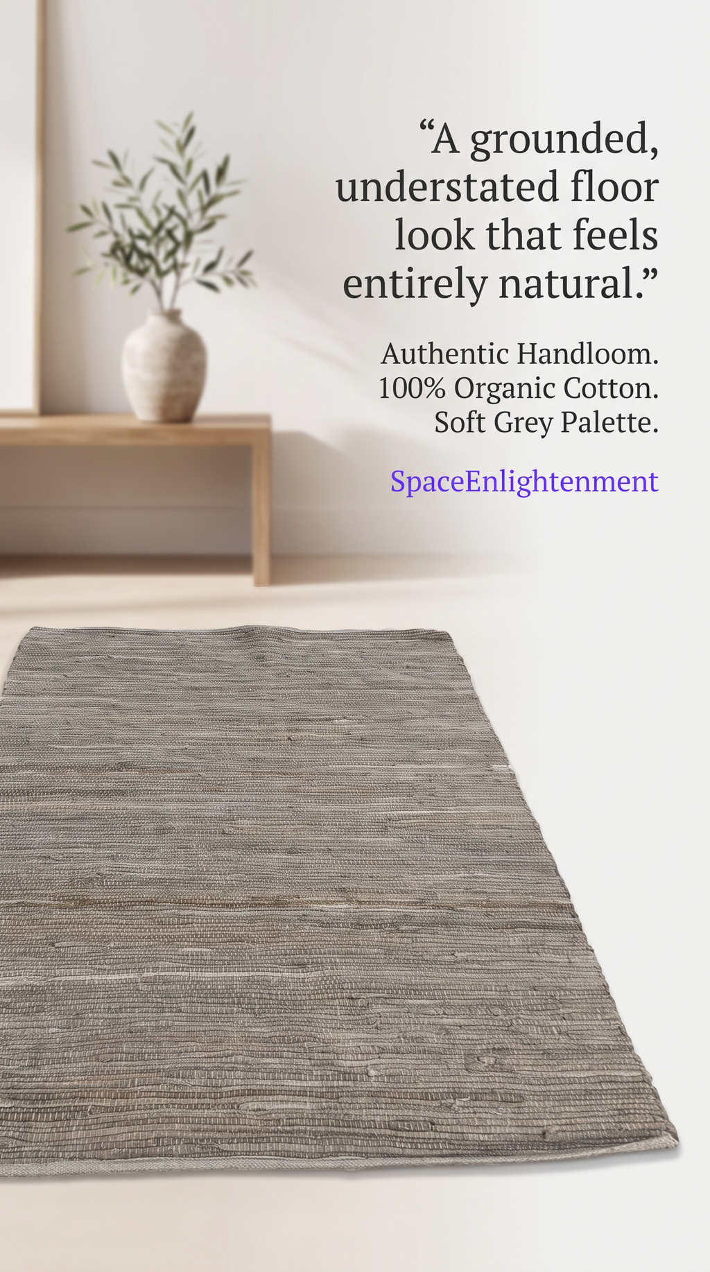 Cotton Rug - Charcoal Colour MEDIUM Indian Handloom