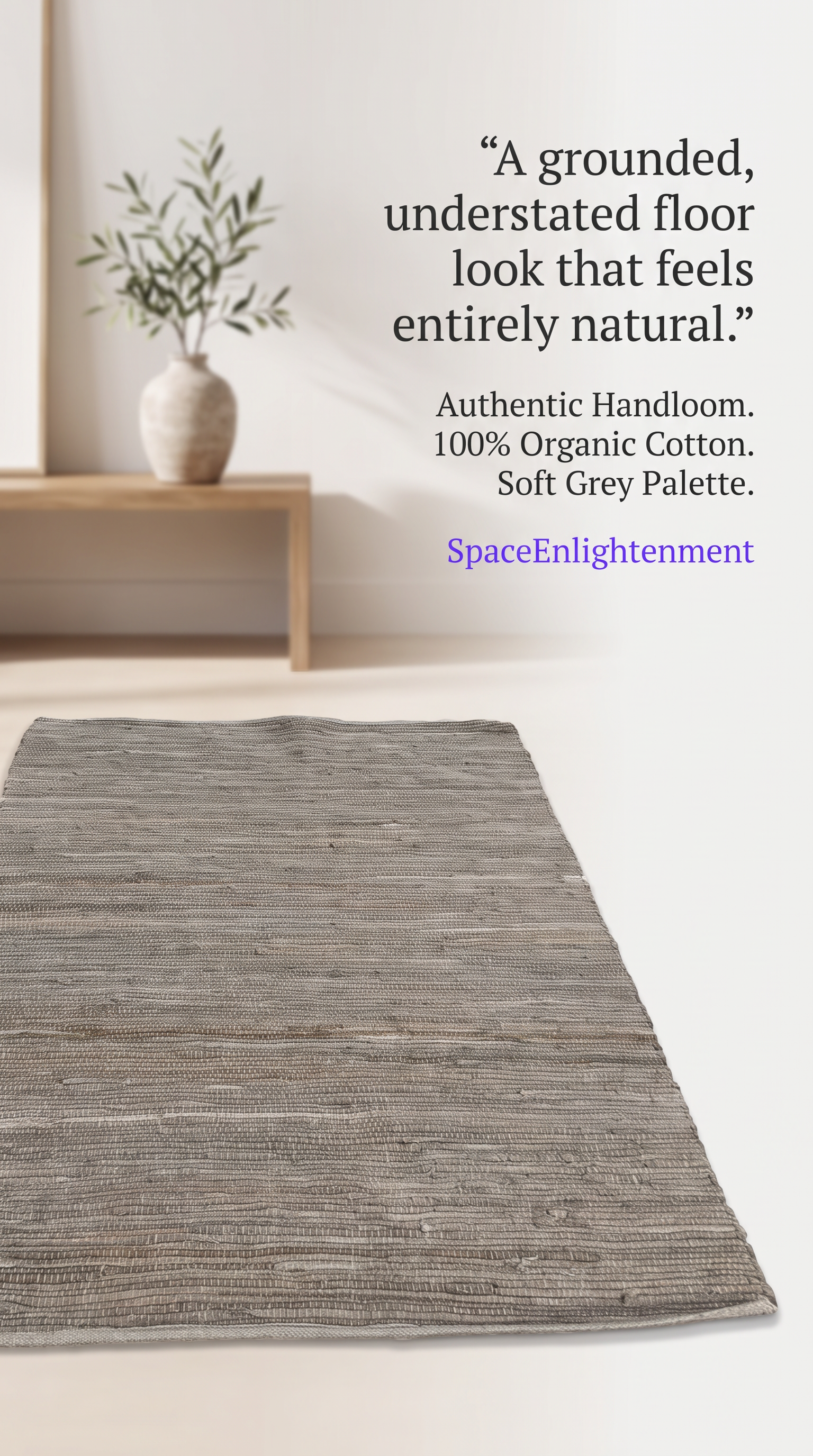 Cotton Rug - Charcoal Colour MEDIUM Indian Handloom