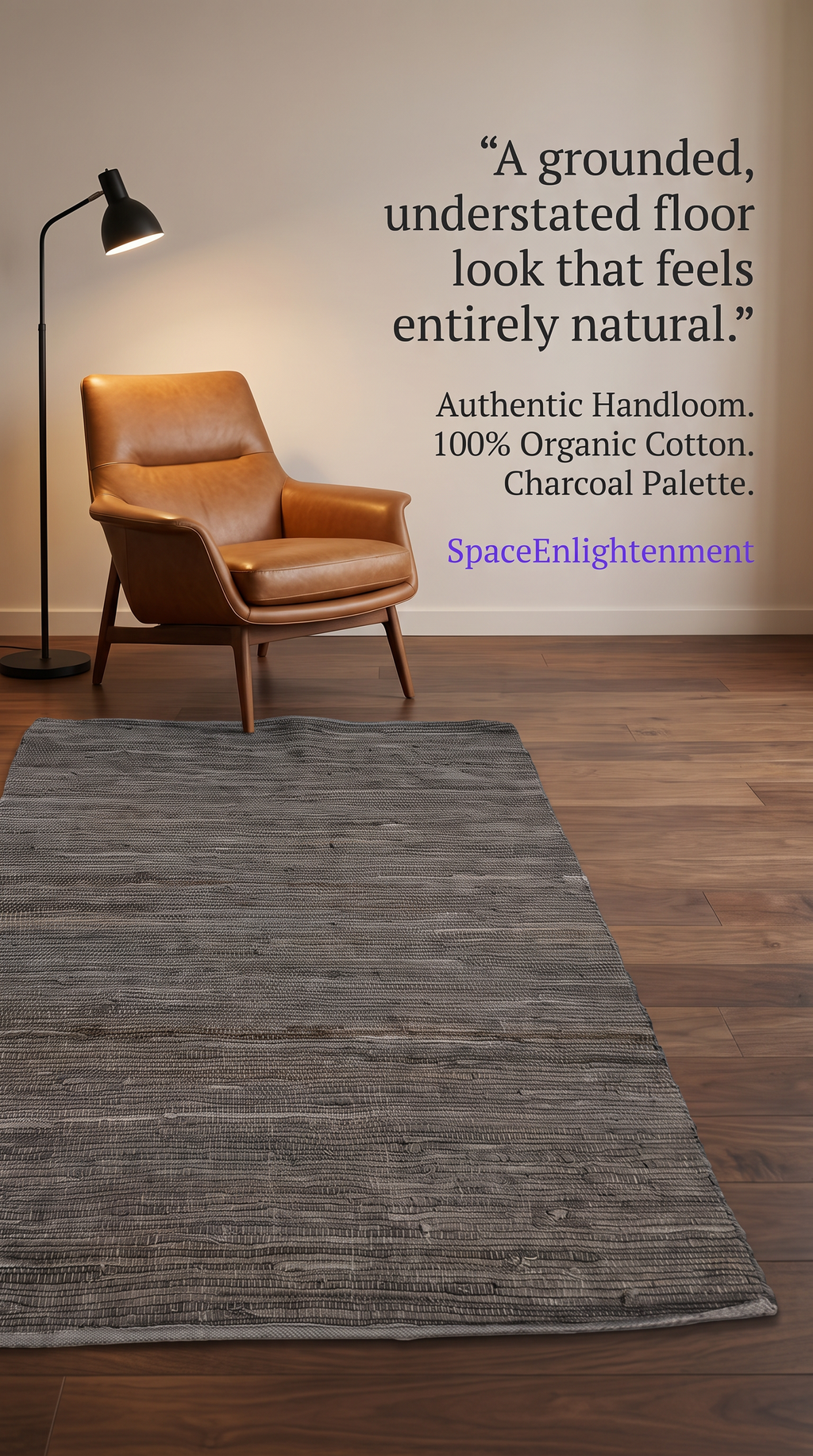 Cotton Rug - Charcoal Colour MEDIUM Indian Handloom