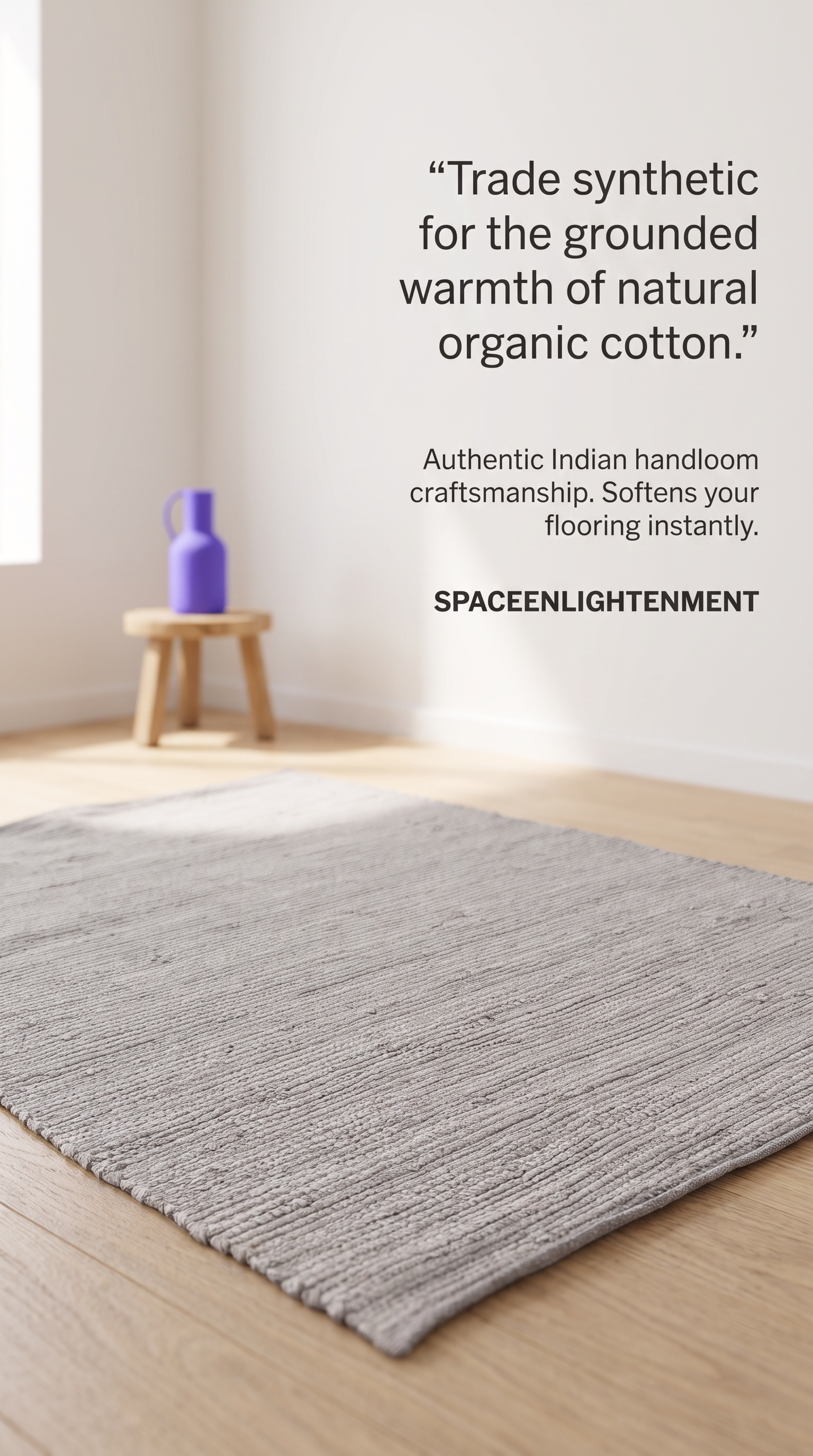 Grey Cotton Rug - LARGE Indian Handloom