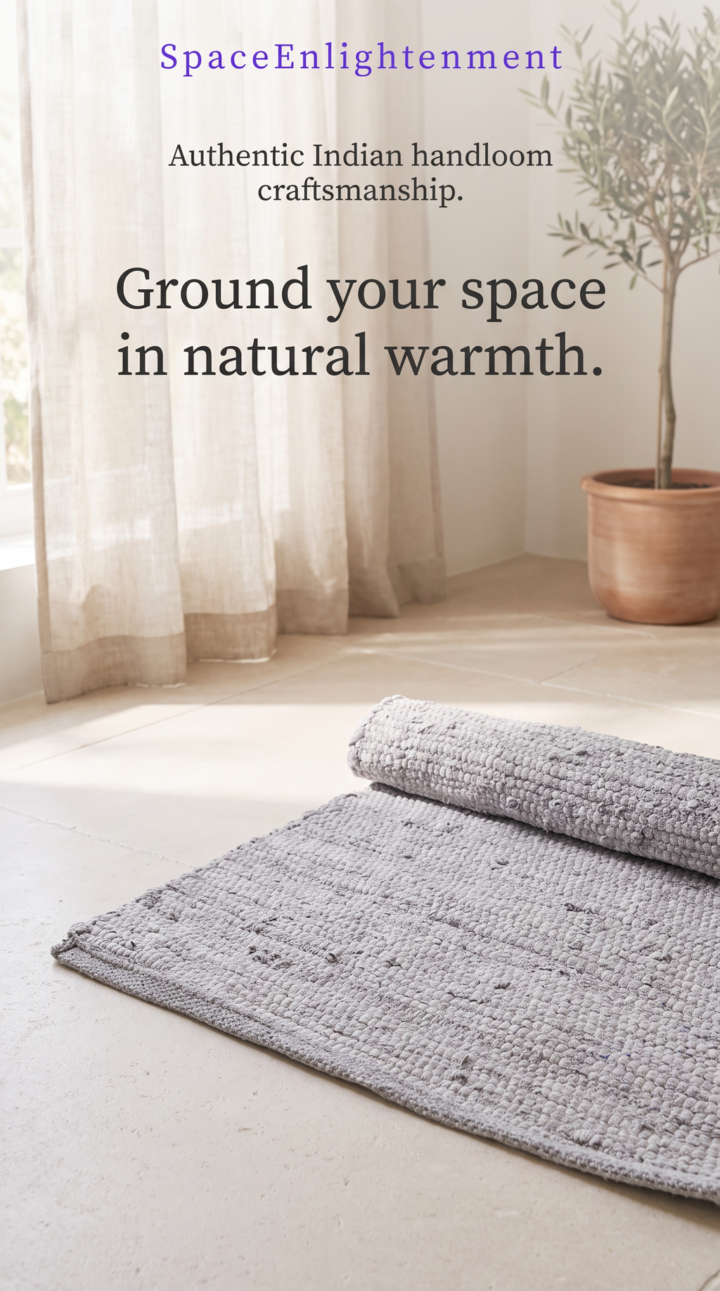 Cotton Grey Rug - MEDIUM Indian Handloom
