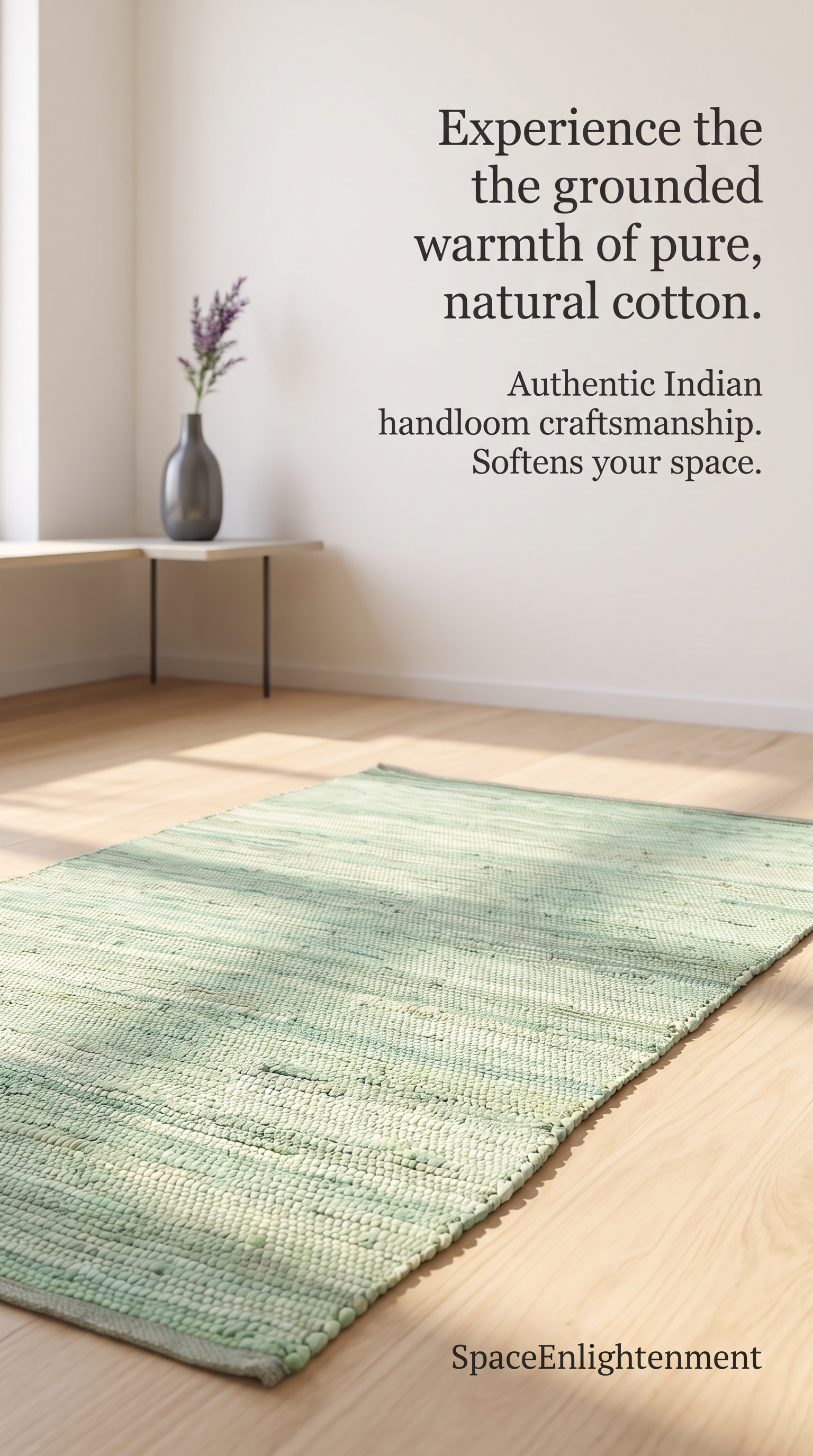 Cotton Rug - Aqua Colour LARGE Indian Handloom