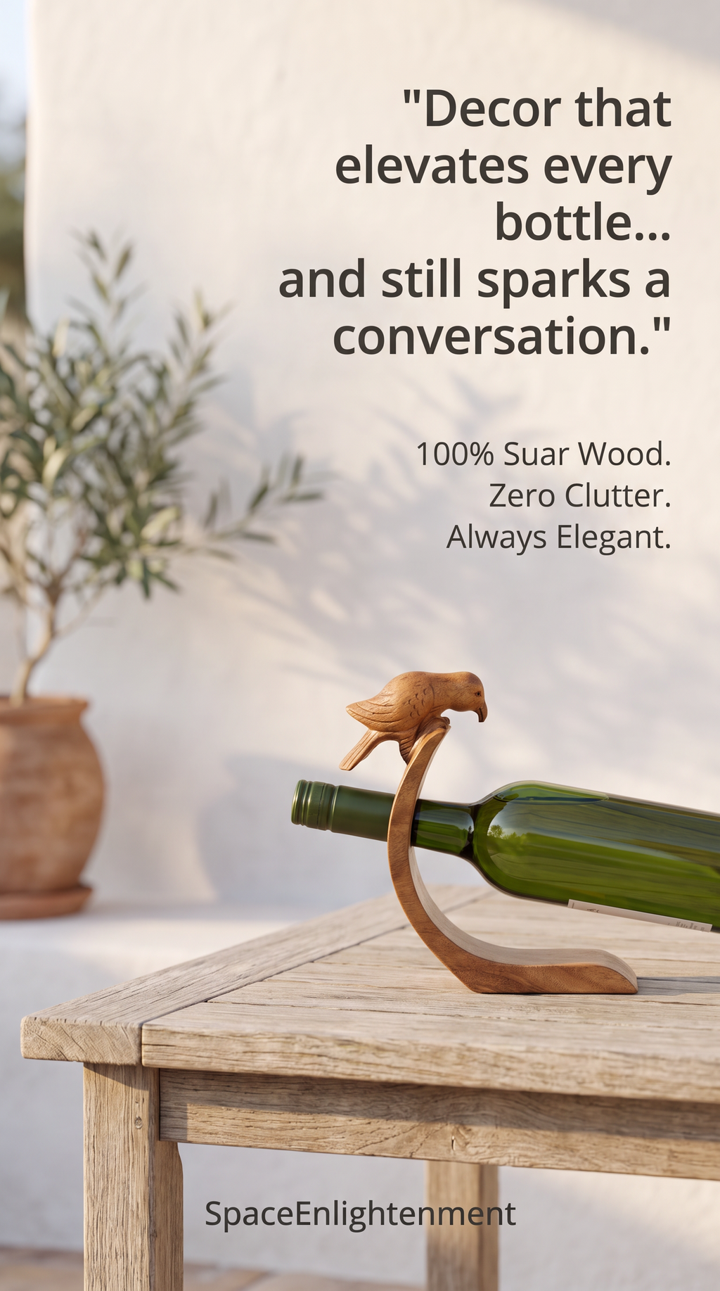 Balance Wine Holder Bird Design Handcarved Handmade Suar Wood