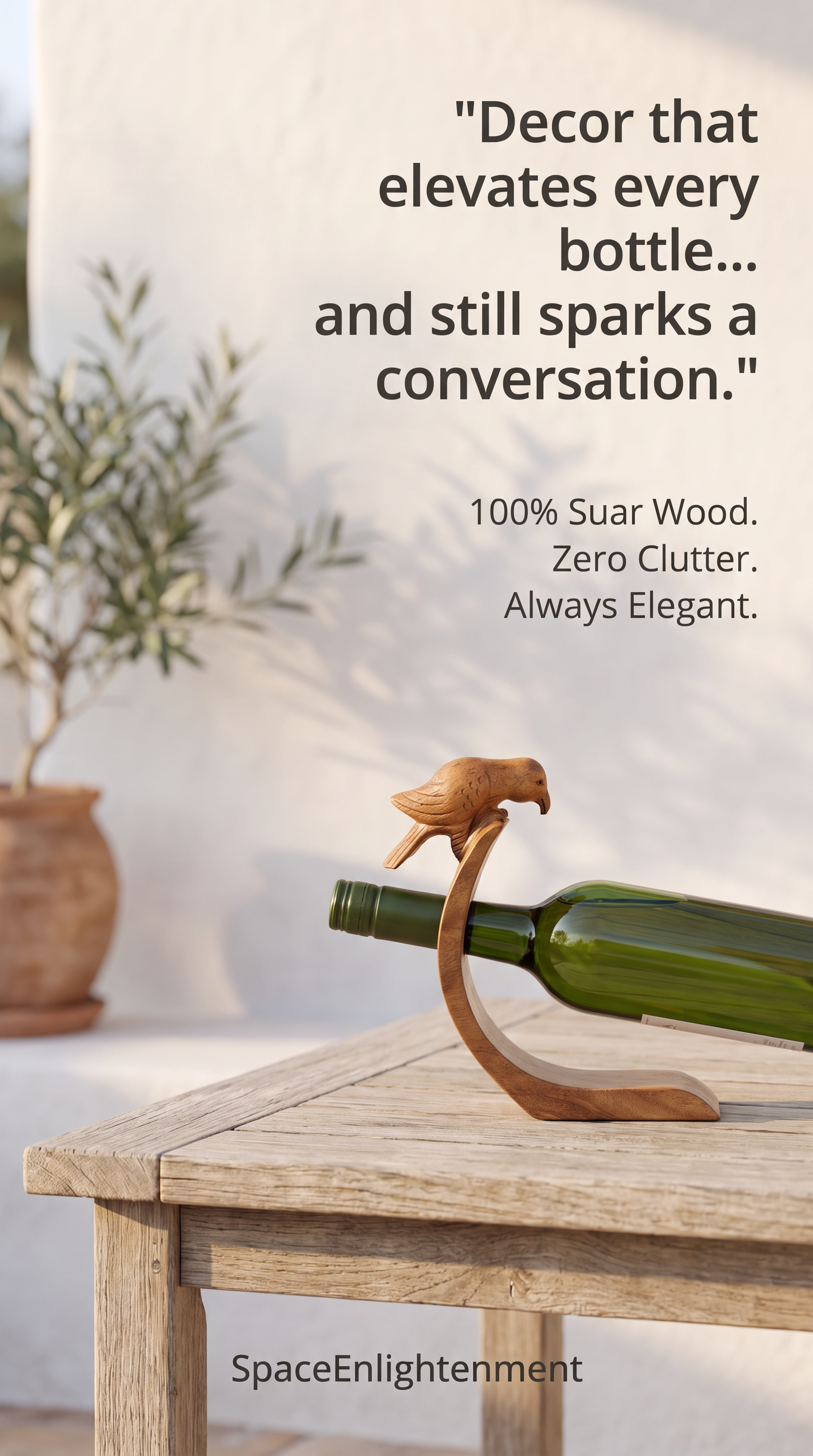 Balance Wine Holder Bird Design Handcarved Handmade Suar Wood