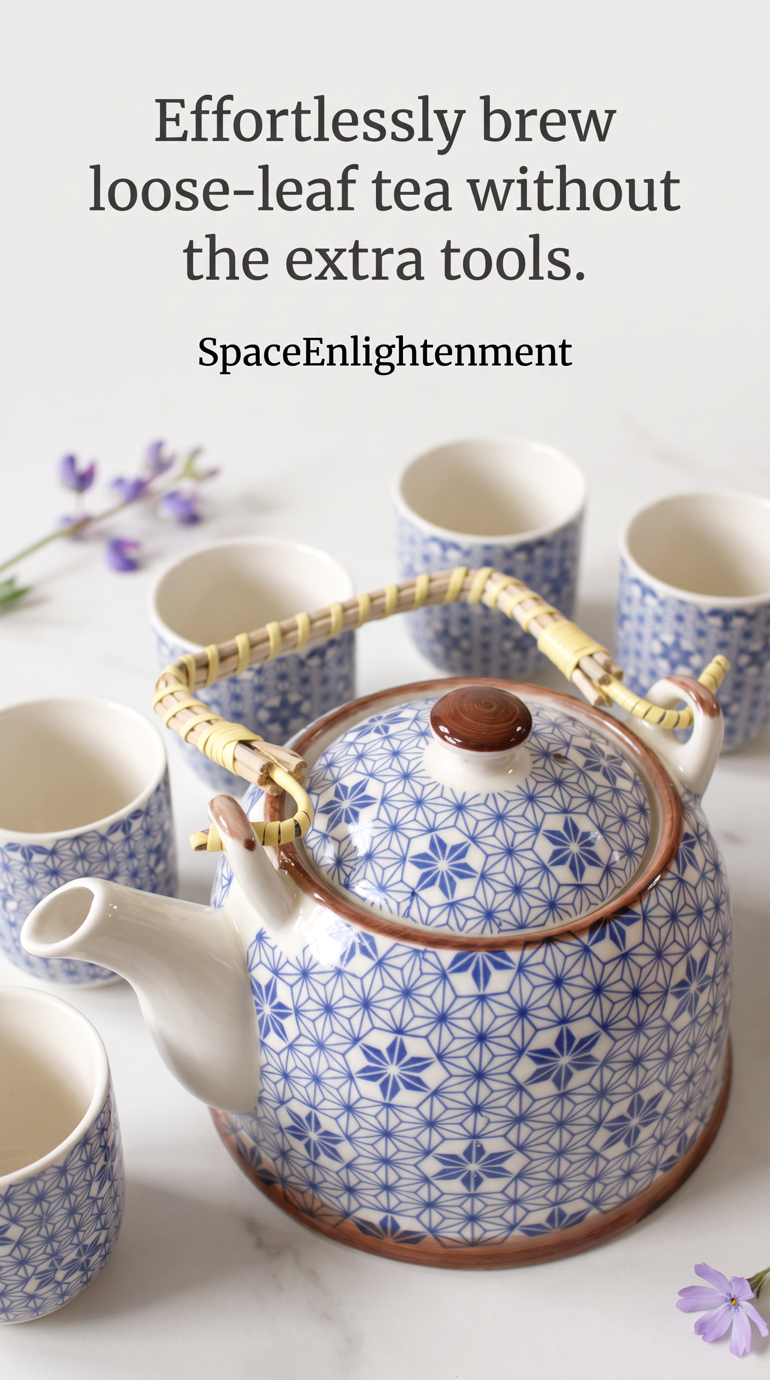 Blue Ceramic Teapot Set with Six Cups – Loose Leaf Tea Brewing Collection