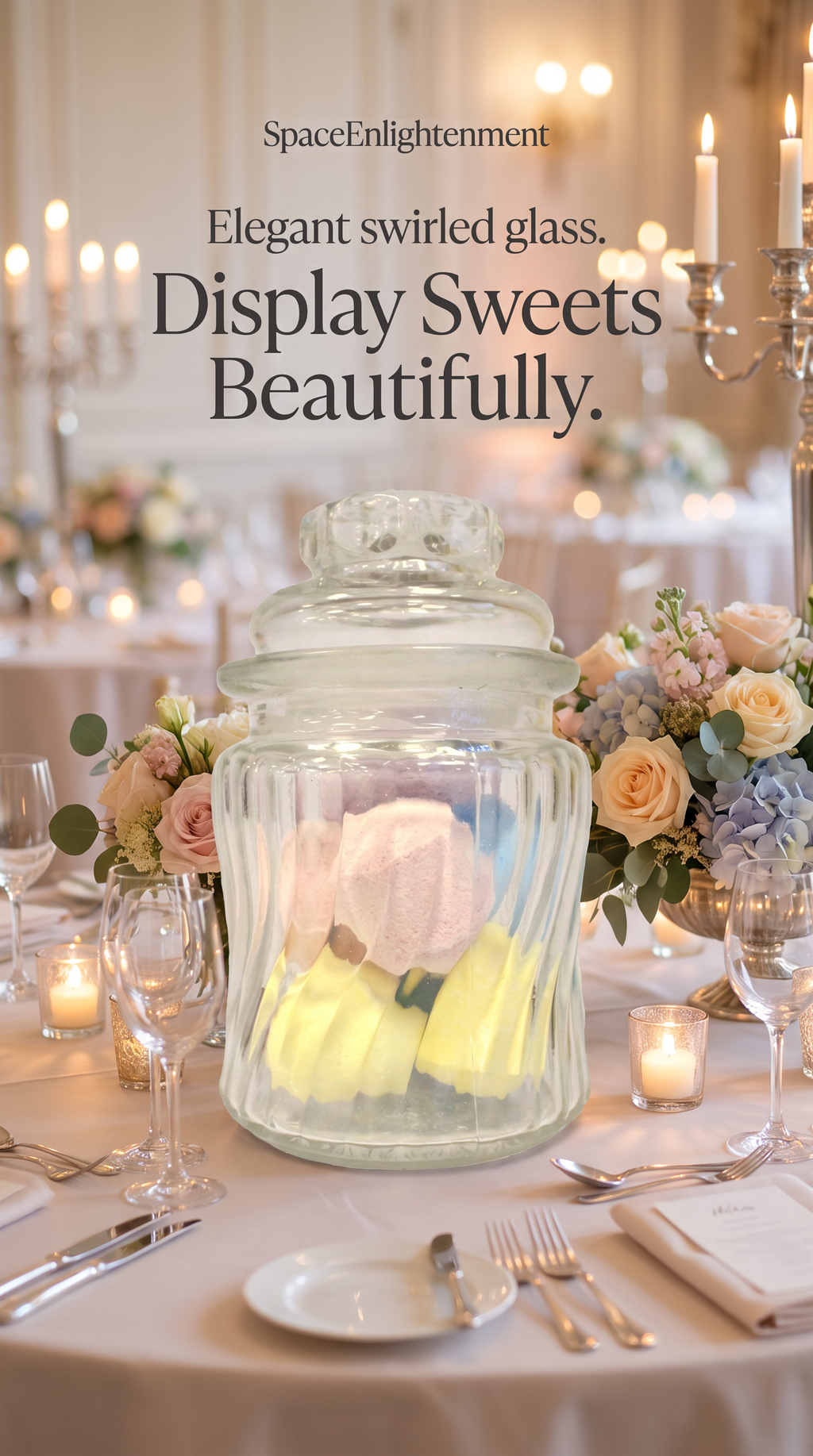 Candy Jar SWIRL style Glass Ribs Candy Jar