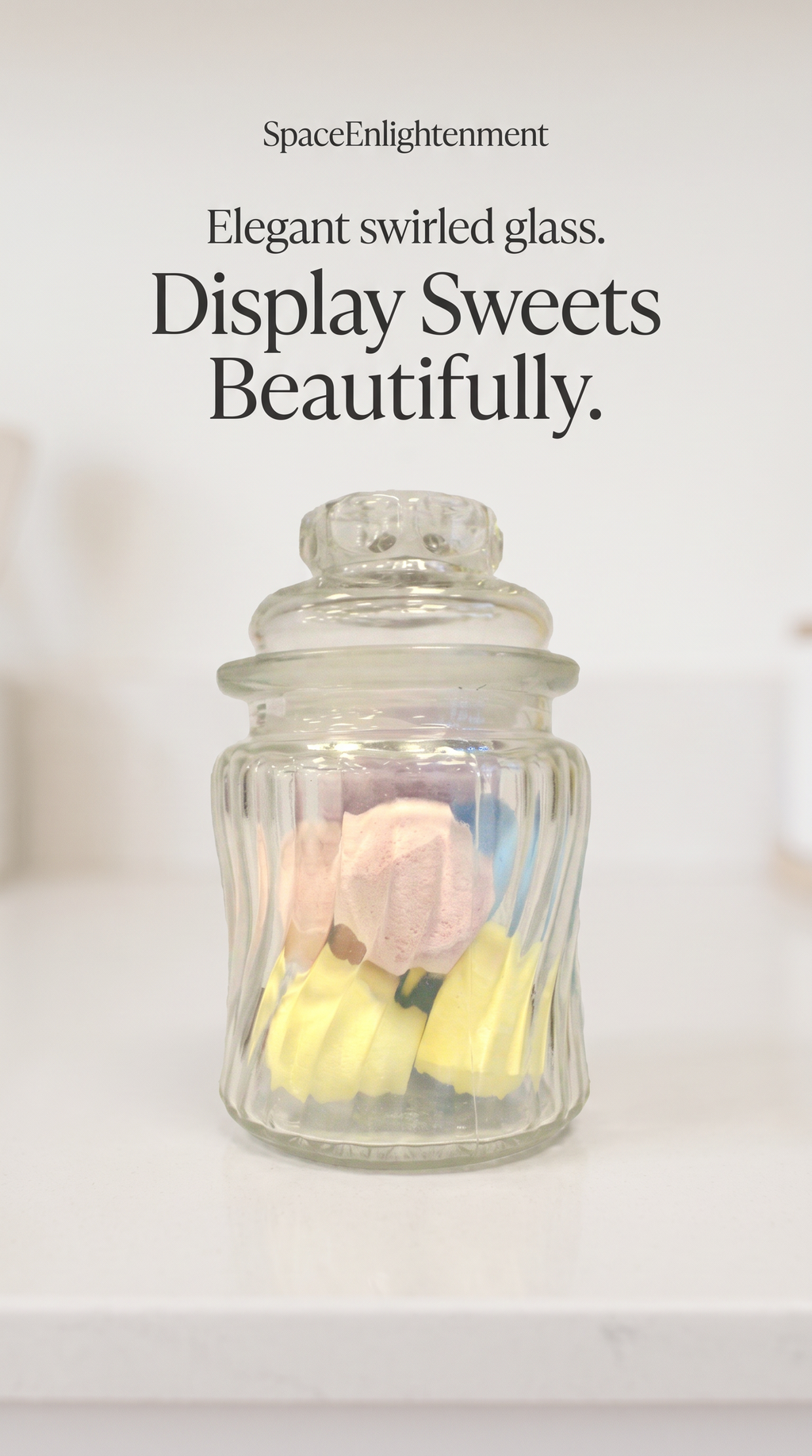 Candy Jar SWIRL style Glass Ribs Candy Jar
