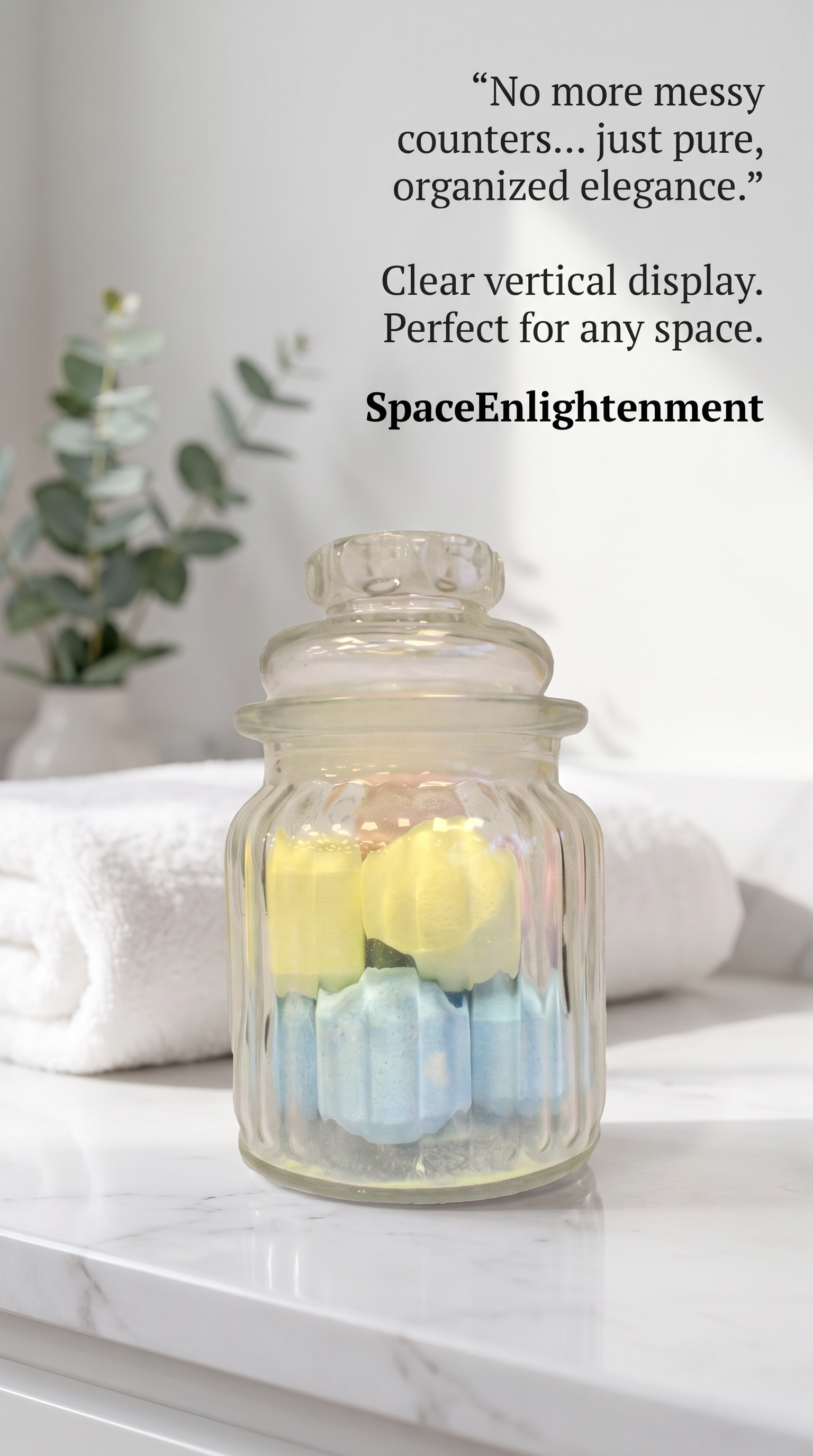 Candy Jar Vertical Glass Ribbed Style Candy Jar