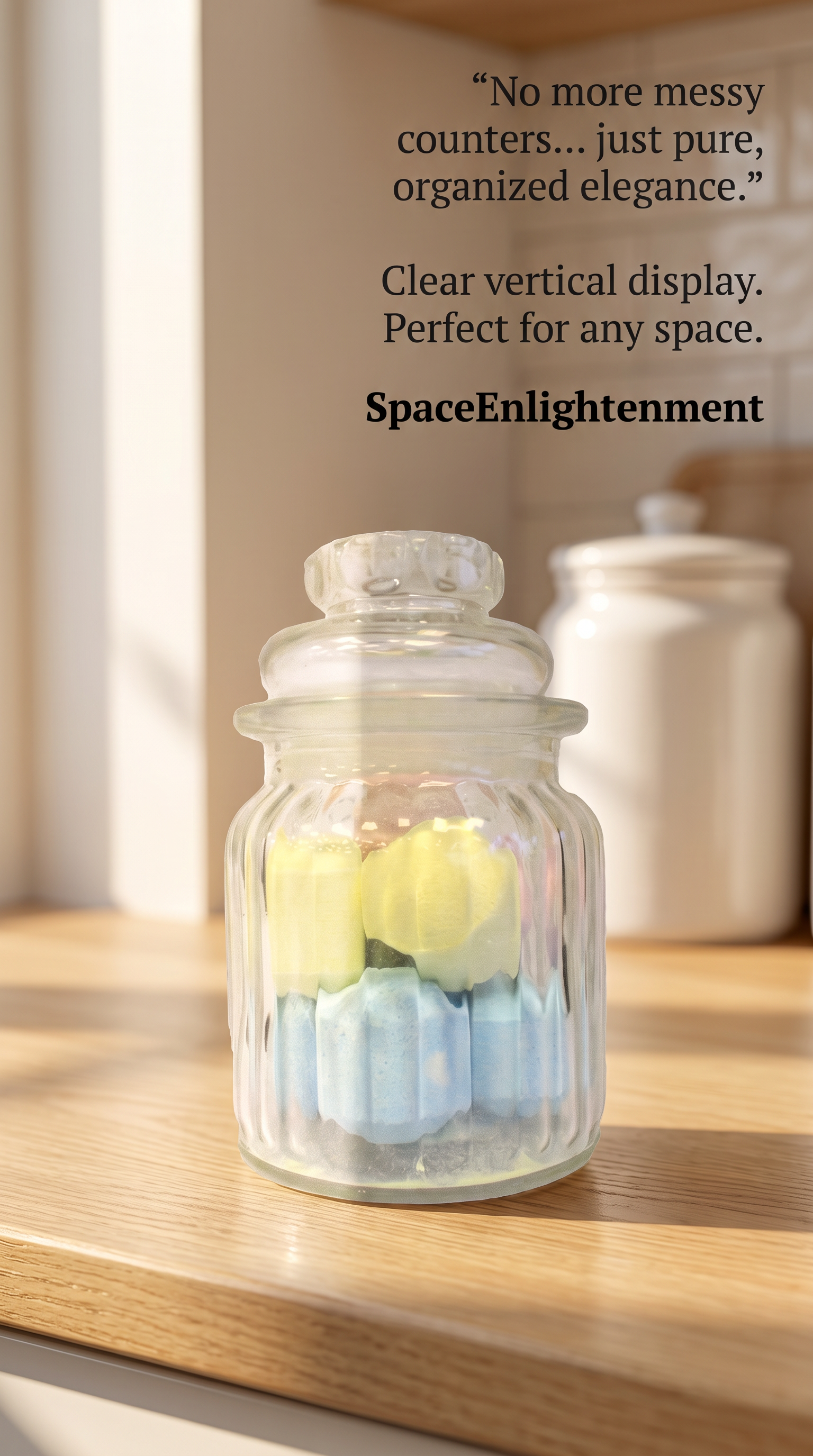 Candy Jar Vertical Glass Ribbed Style Candy Jar