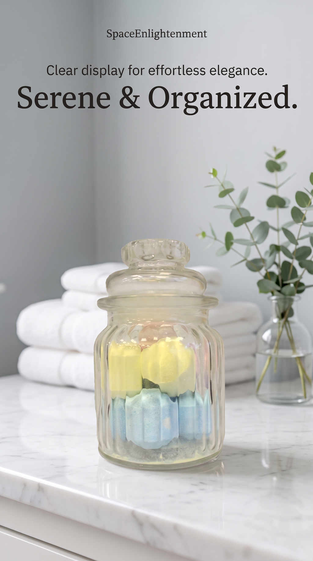 Candy Jar Vertical Glass Ribbed Style Candy Jar
