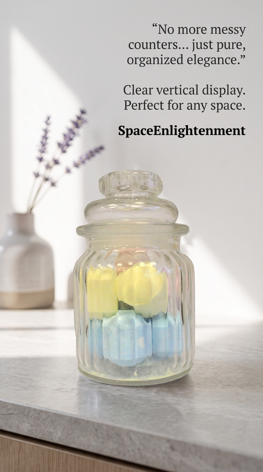 Candy Jar Vertical Glass Ribbed Style Candy Jar