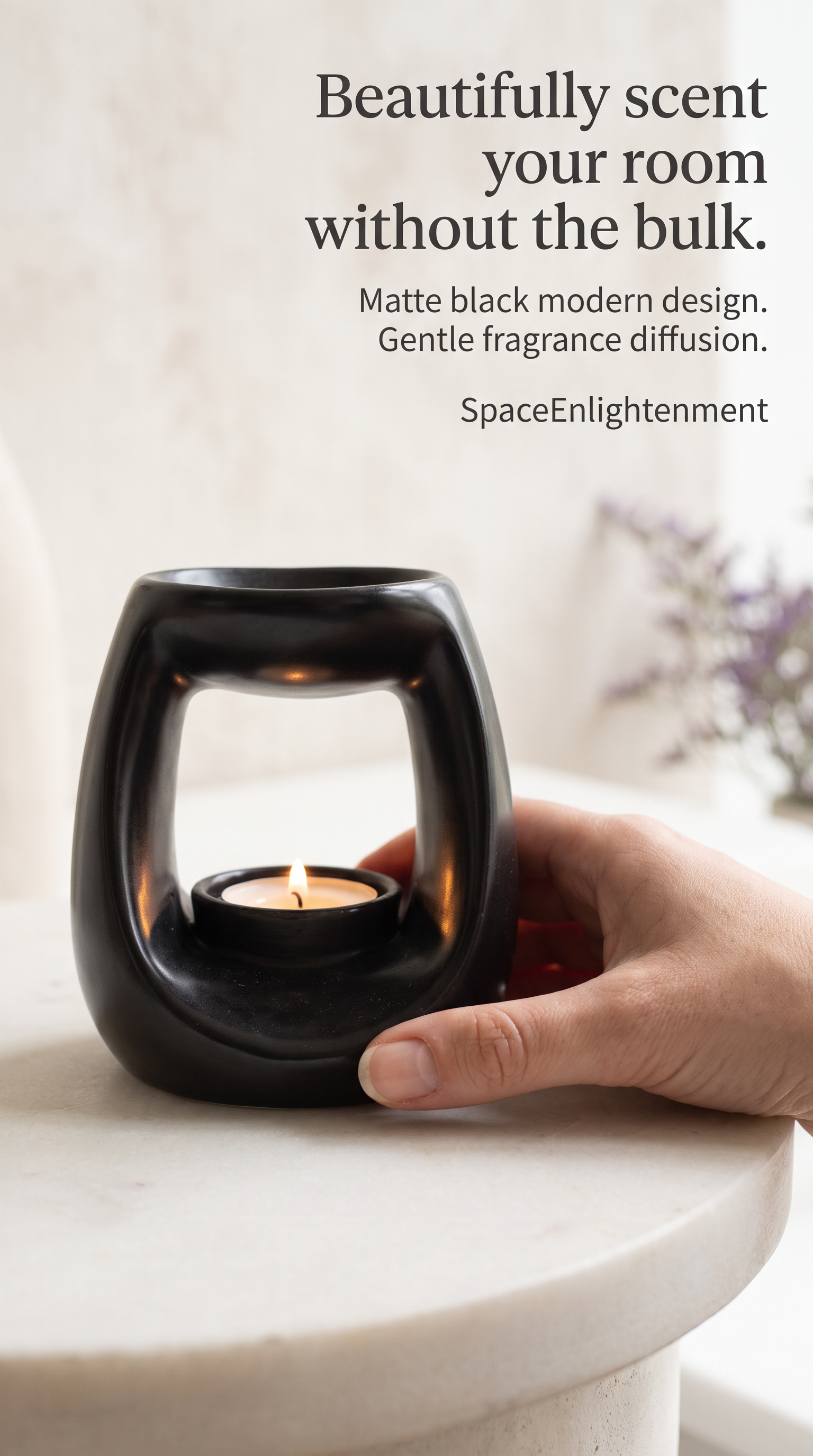 Ceramic Oil Burner Classic Matt Black SMALL