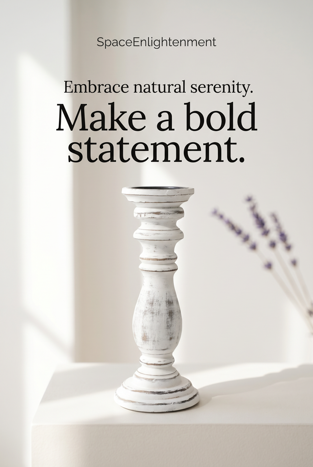 Large Classic Candle Stand Whitewash Natural Wood Grain