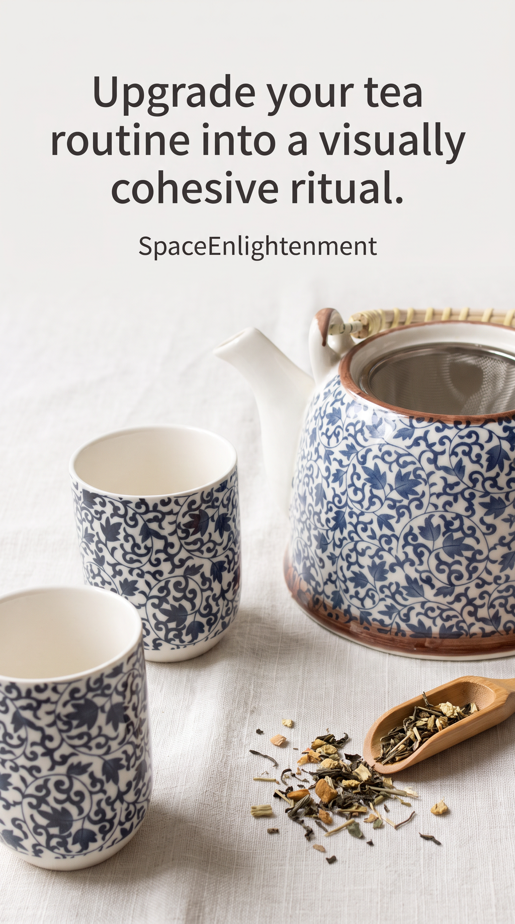 Herbal Teapot Set - Blue Pattern