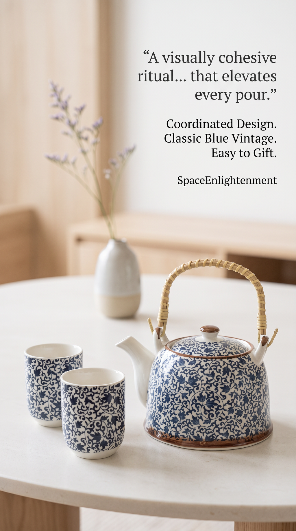 Herbal Teapot Set - Blue Pattern