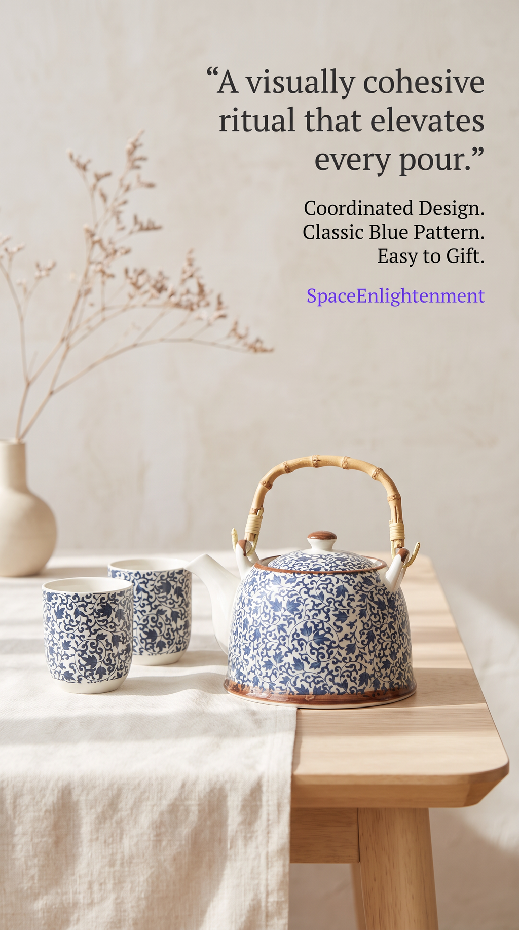 Herbal Teapot Set - Blue Pattern