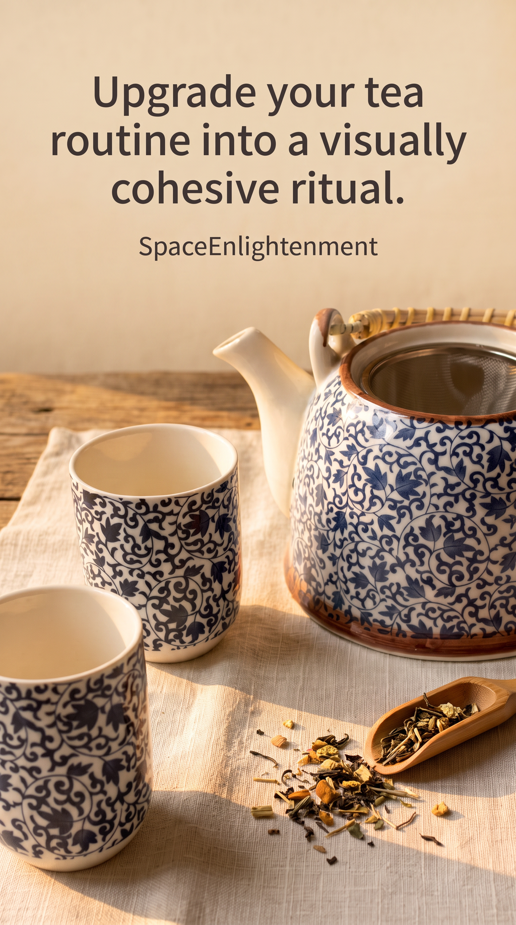 Herbal Teapot Set - Blue Pattern