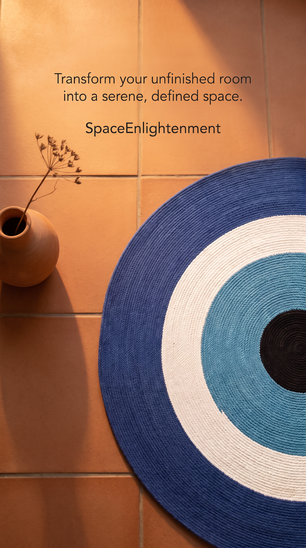 Cotton Rug Circular Blue & White Cotton Rope 'Evil Eye' Design