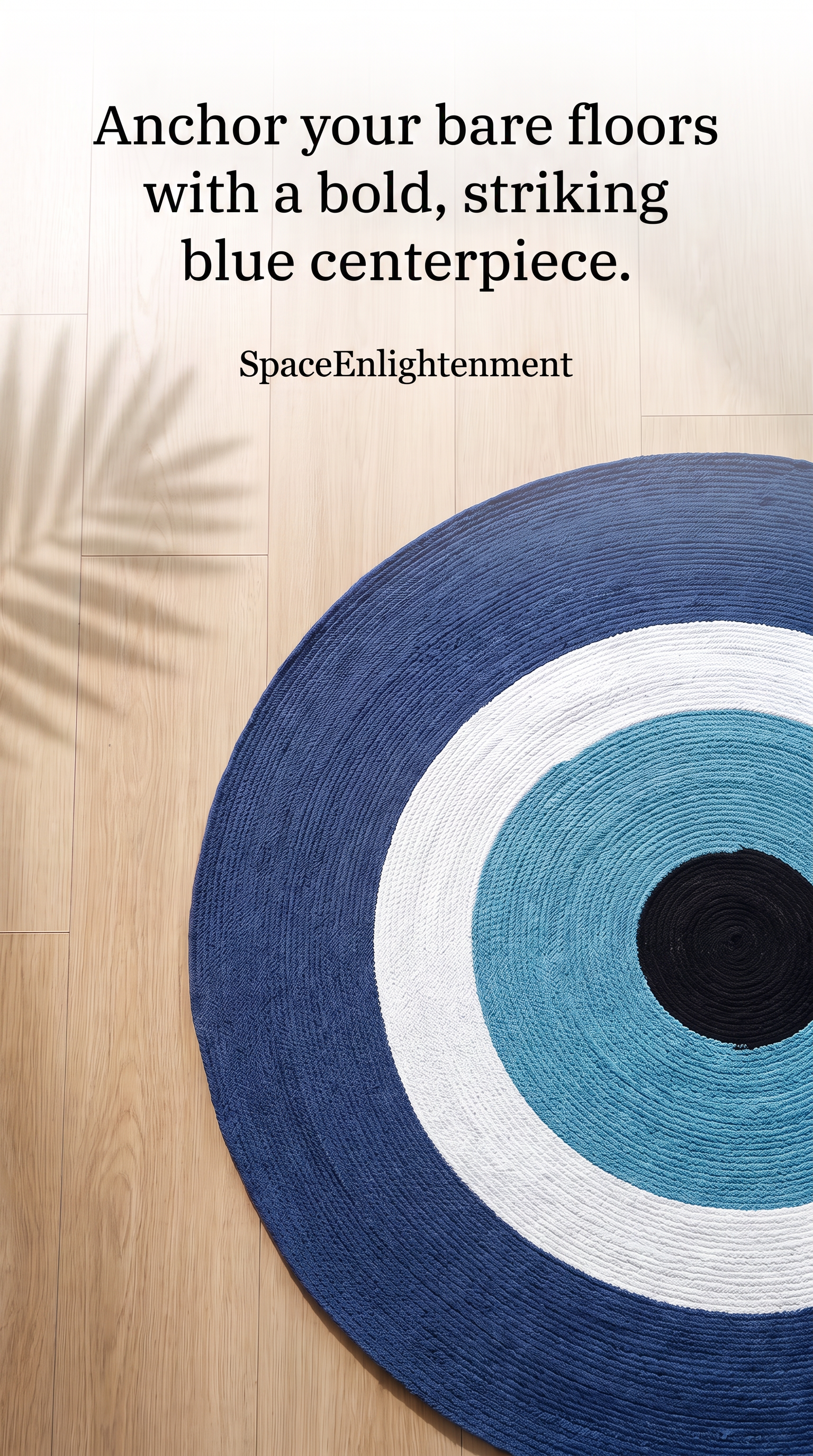 Cotton Rug Circular Blue & White Cotton Rope 'Evil Eye' Design