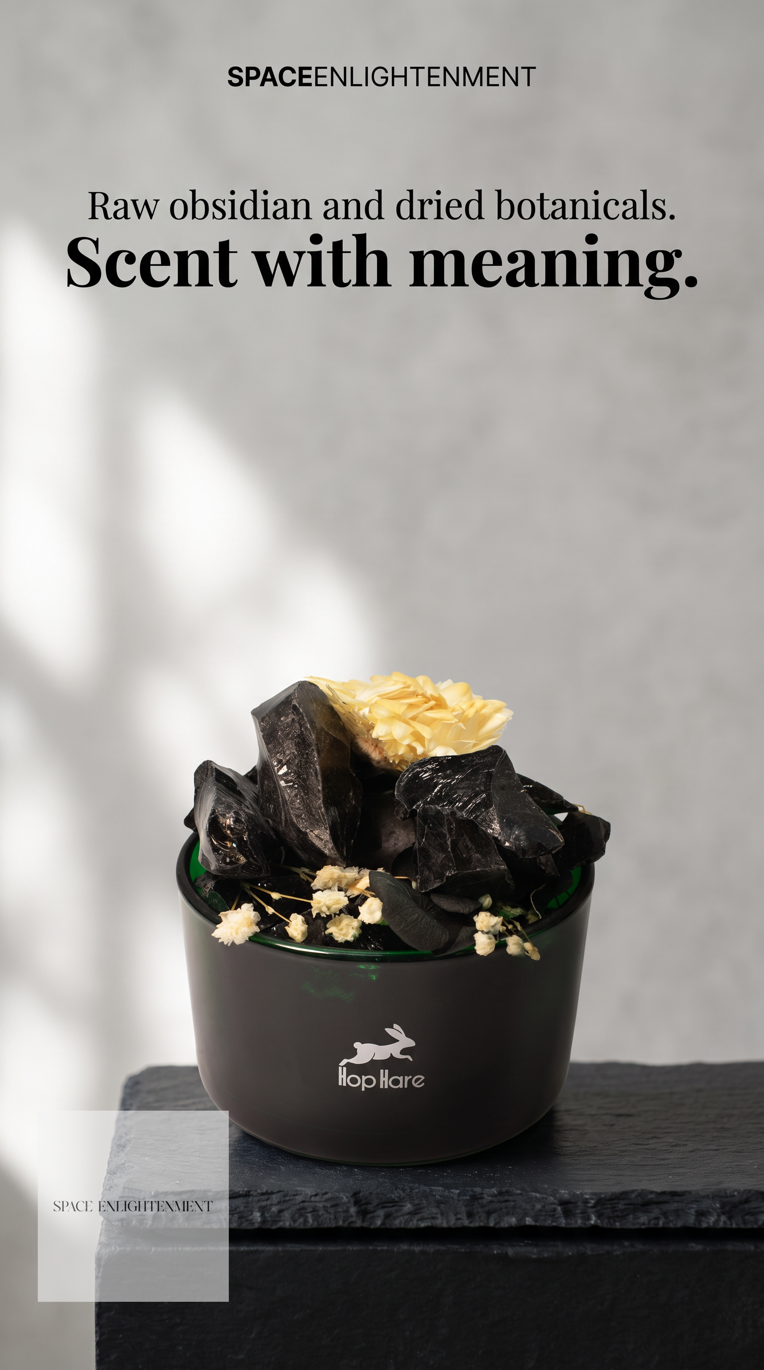 Diffuser Crystals & Floral Set Black Obsidian Crystals With Soft Dried Flowers