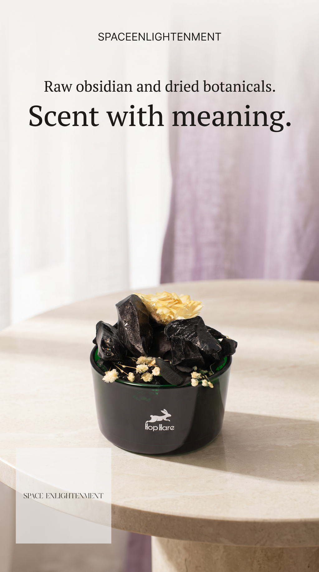 Diffuser Crystals & Floral Set Black Obsidian Crystals With Soft Dried Flowers