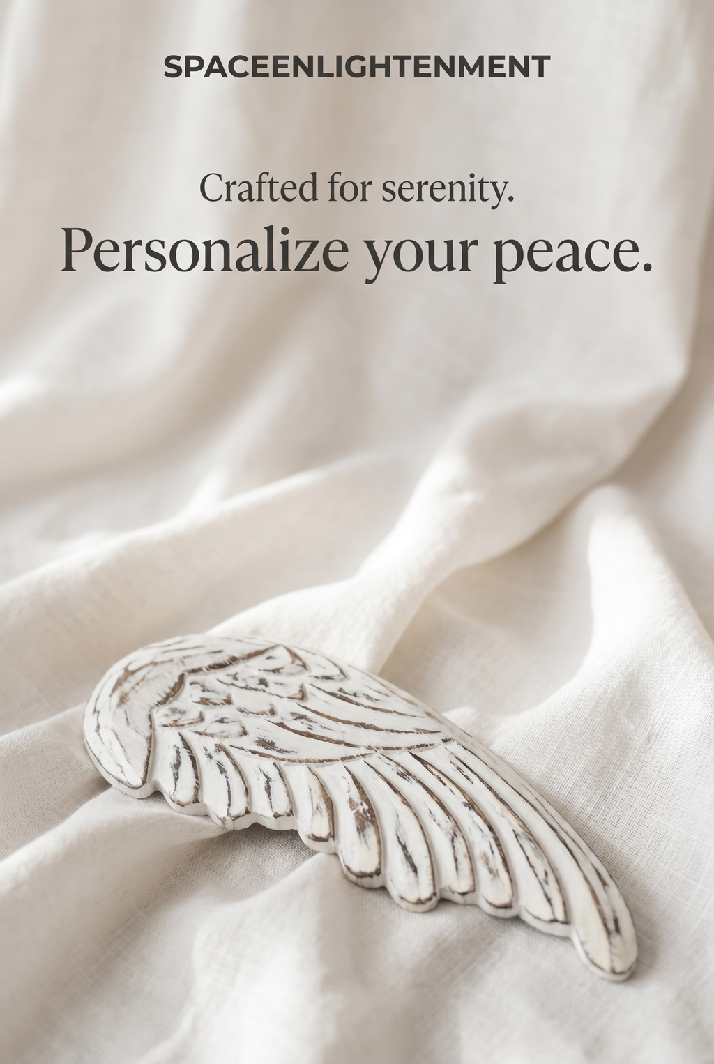 Vintage distressed white-washed angel wings hand-carved from sustainable wood for wall or shelf decor, personalized chalkboard back