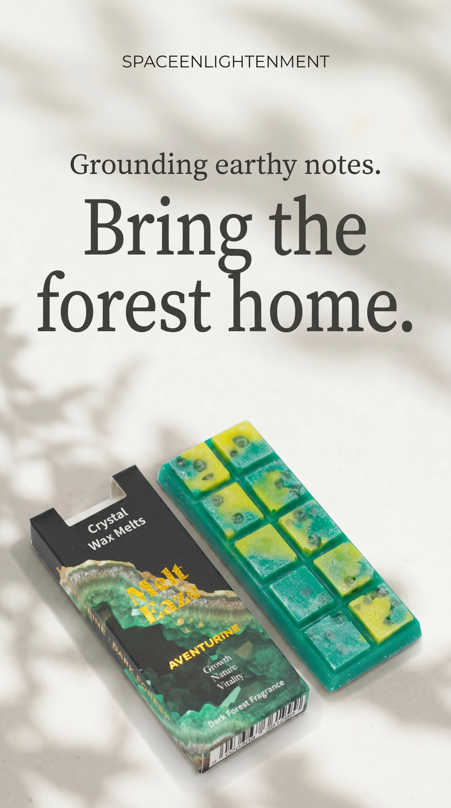 Emerald Forest Crystal Wax Melts Bar With Real Aventurine Gemstone Chips