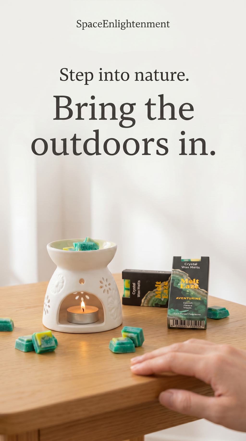 Emerald Forest Crystal Wax Melts Bar With Real Aventurine Gemstone Chips