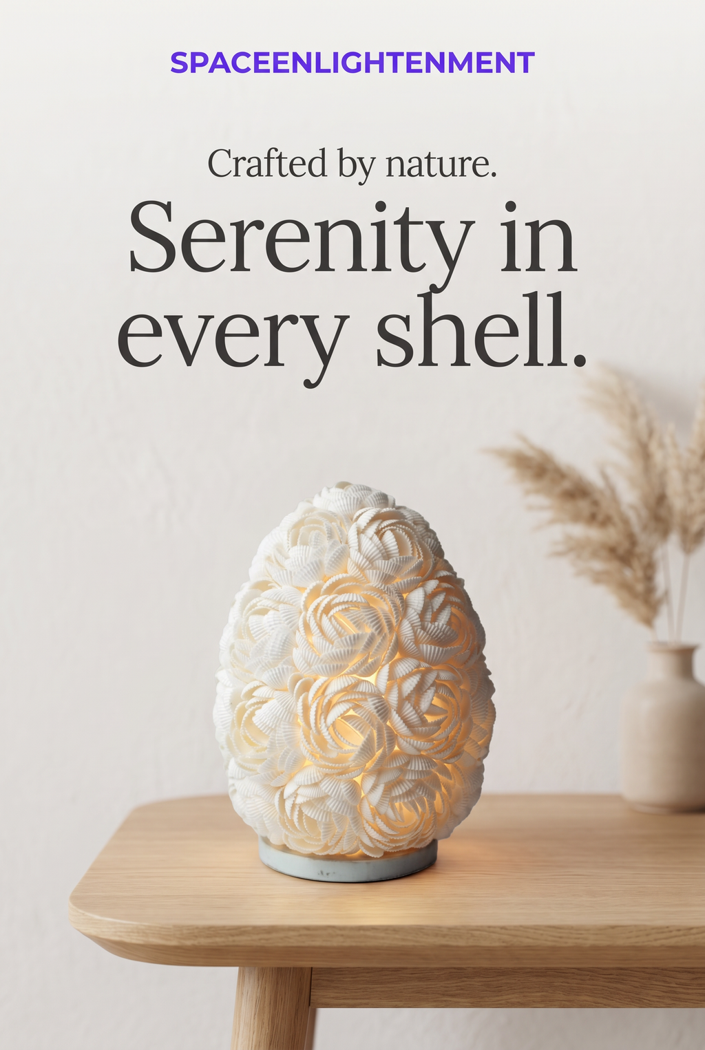 Boho Sea Shell Lamp - Rose Oval - 15cm
