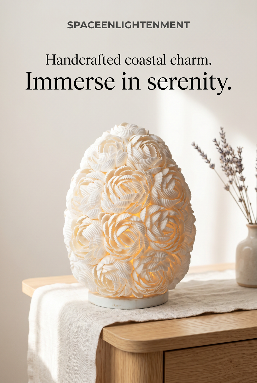 Boho Sea Shell Lamp - Rose Oval - 15cm