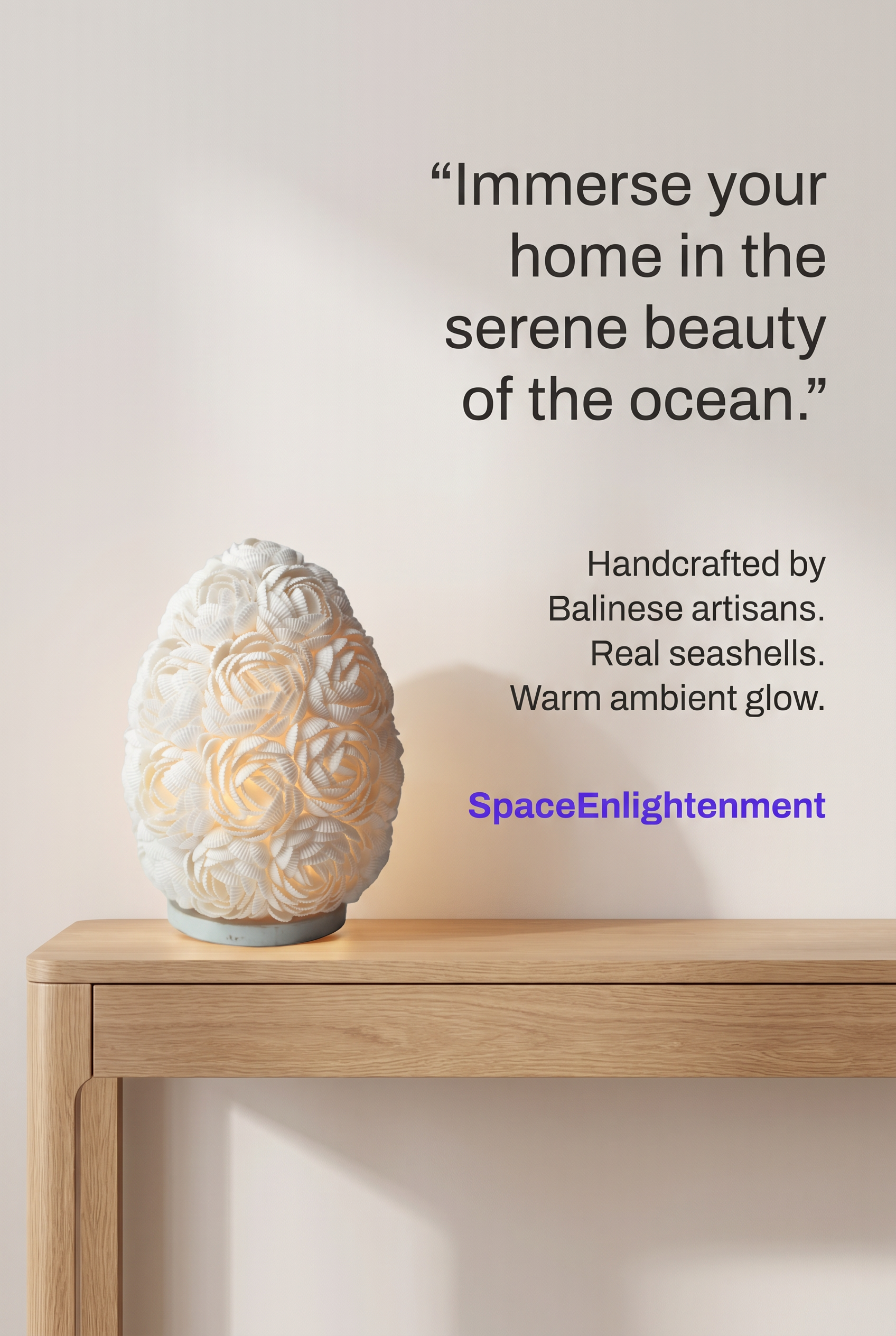 Boho Sea Shell Lamp - Rose Oval - 15cm