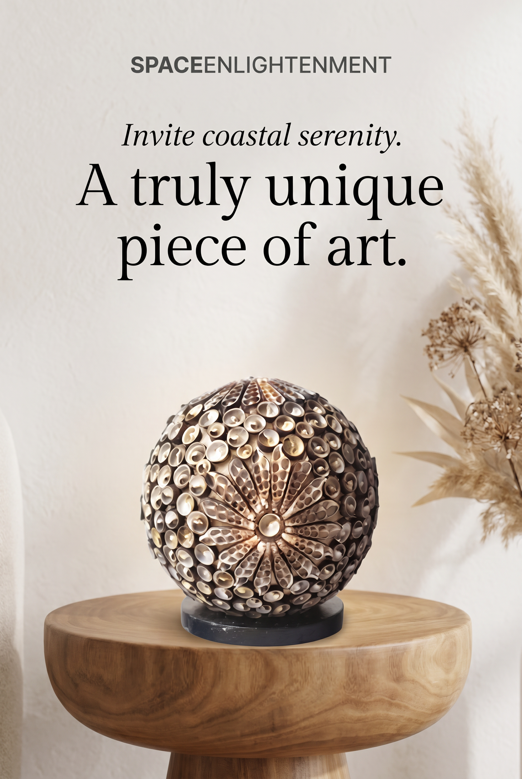 Boho Sea Shell Lamp - Chocolate Twist Globe - 15cm