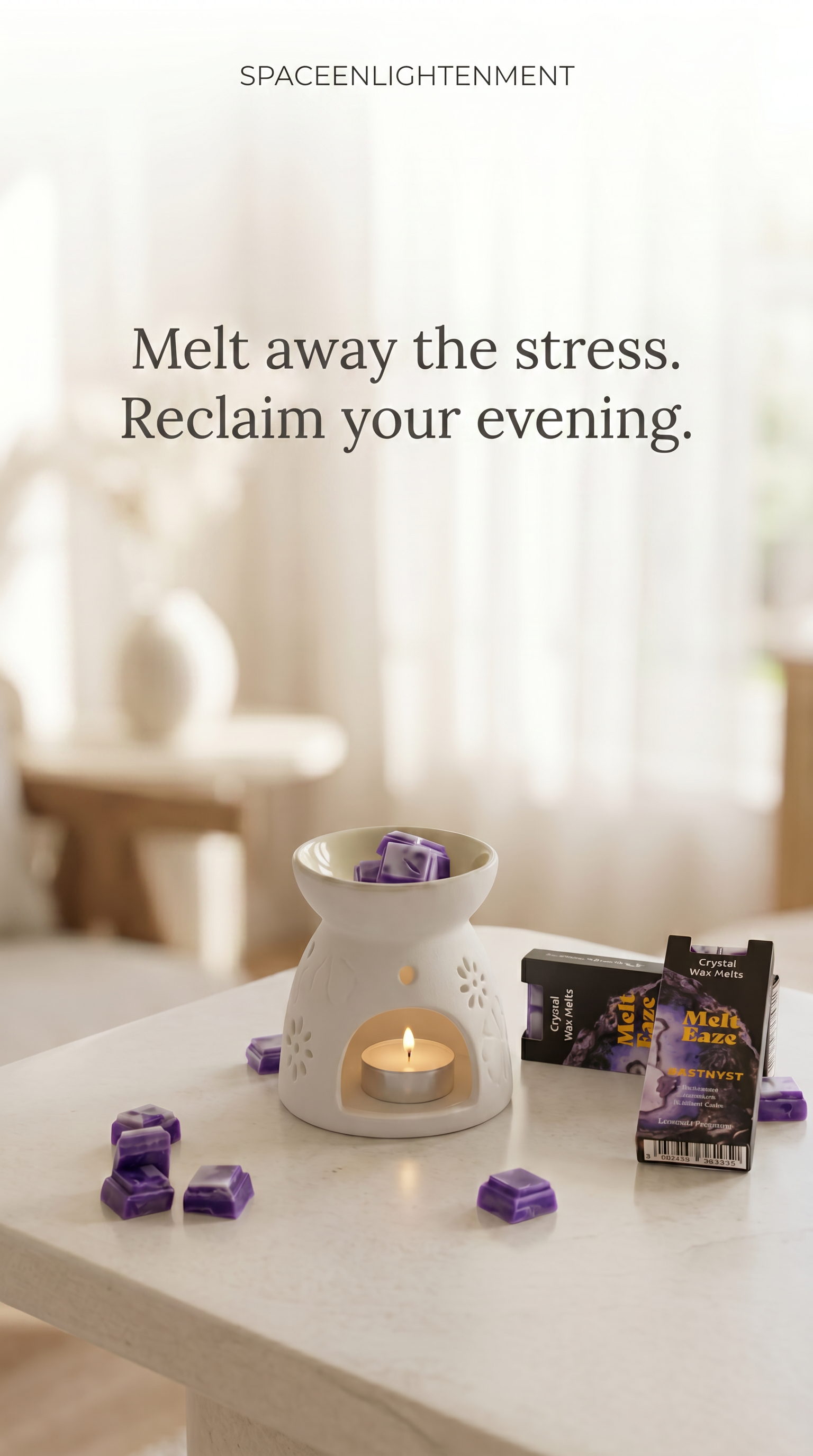 Wax Melts Lavender fragranced simmering granules Amethyst gemstone chips