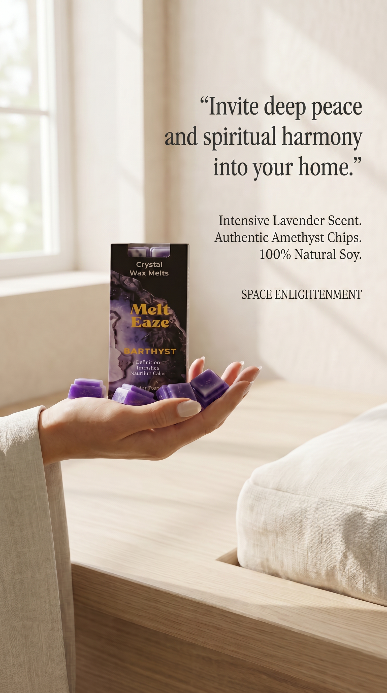 Wax Melts Lavender fragranced simmering granules Amethyst gemstone chips