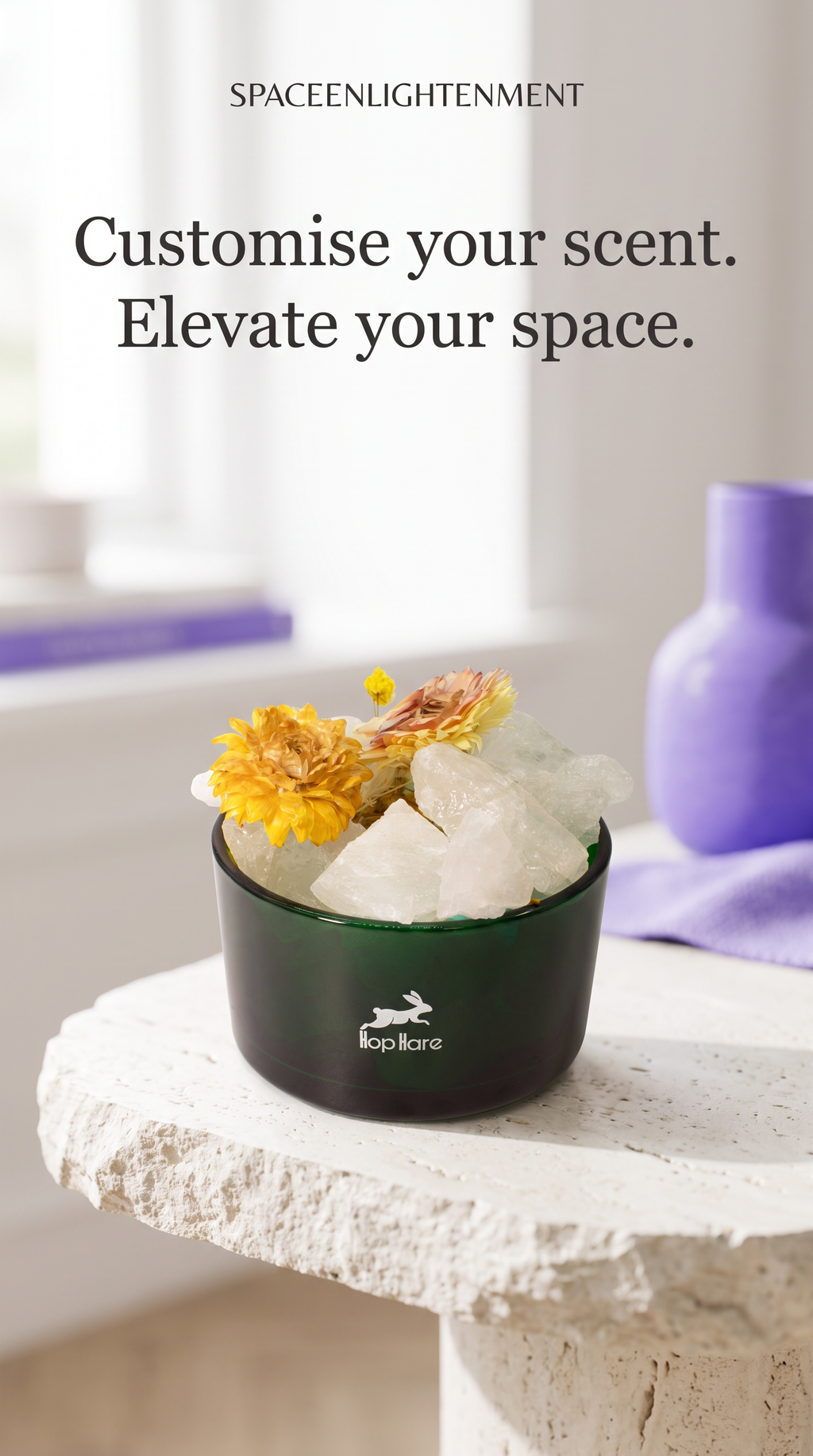 Diffusing Rock Crystals with Dried Florals Elegant Aromatherapy Décor