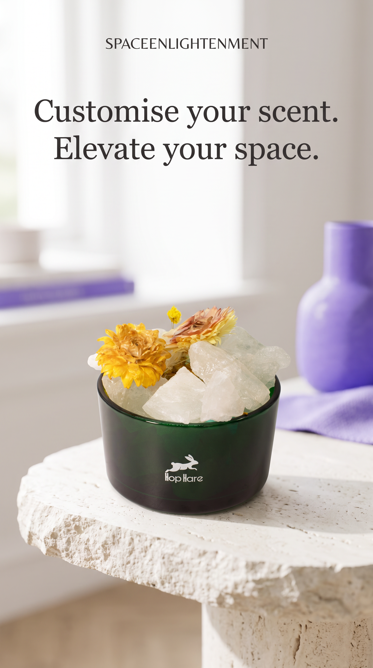 Diffusing Rock Crystals with Dried Florals Elegant Aromatherapy Décor