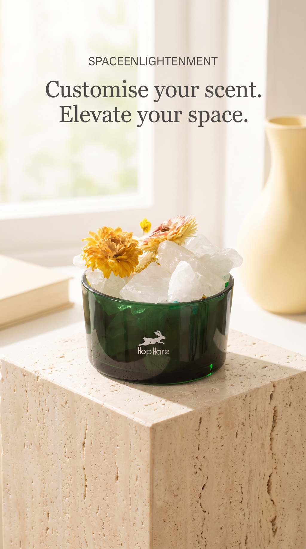 Diffusing Rock Crystals with Dried Florals Elegant Aromatherapy Décor