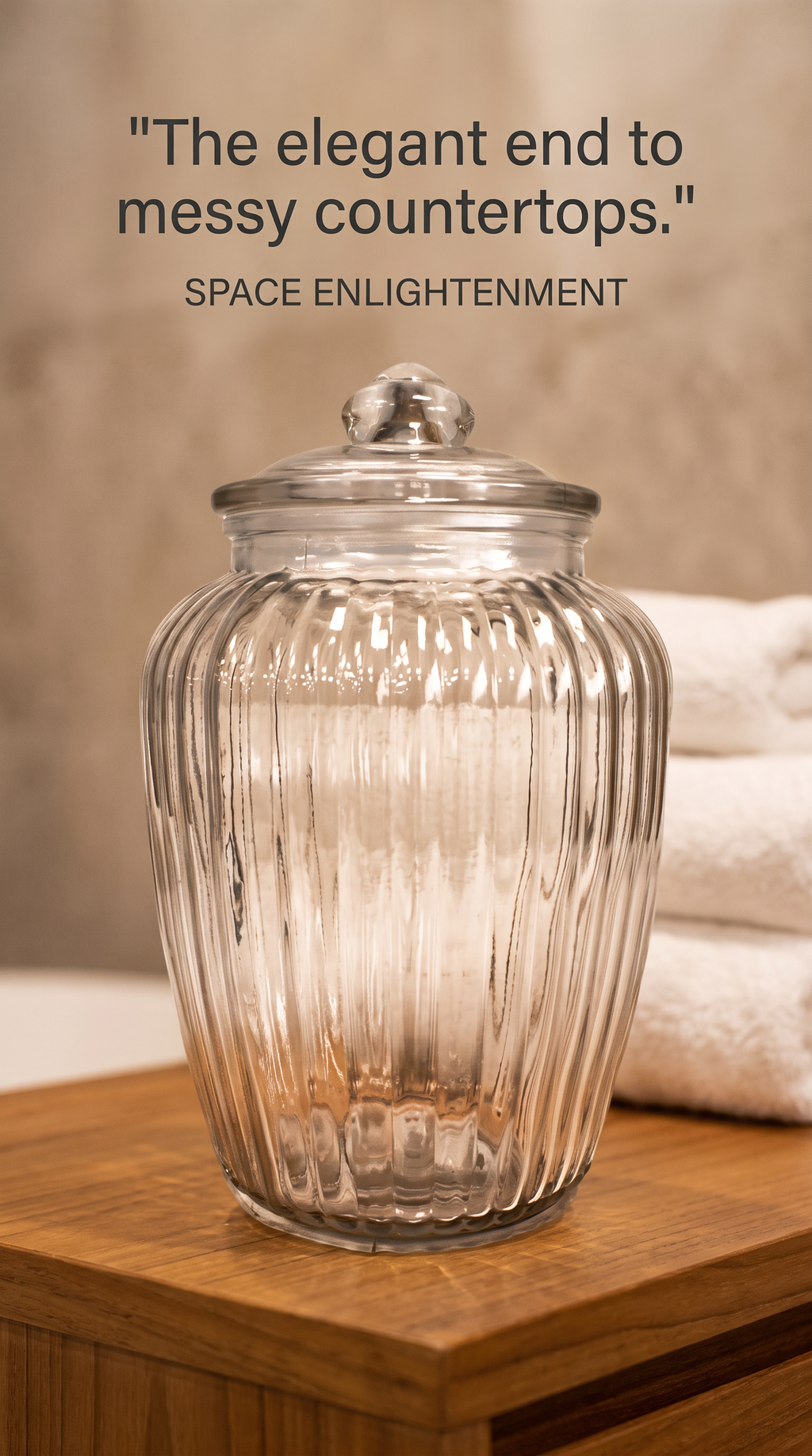 Large Ribbed Clear Glass Candy Jars
