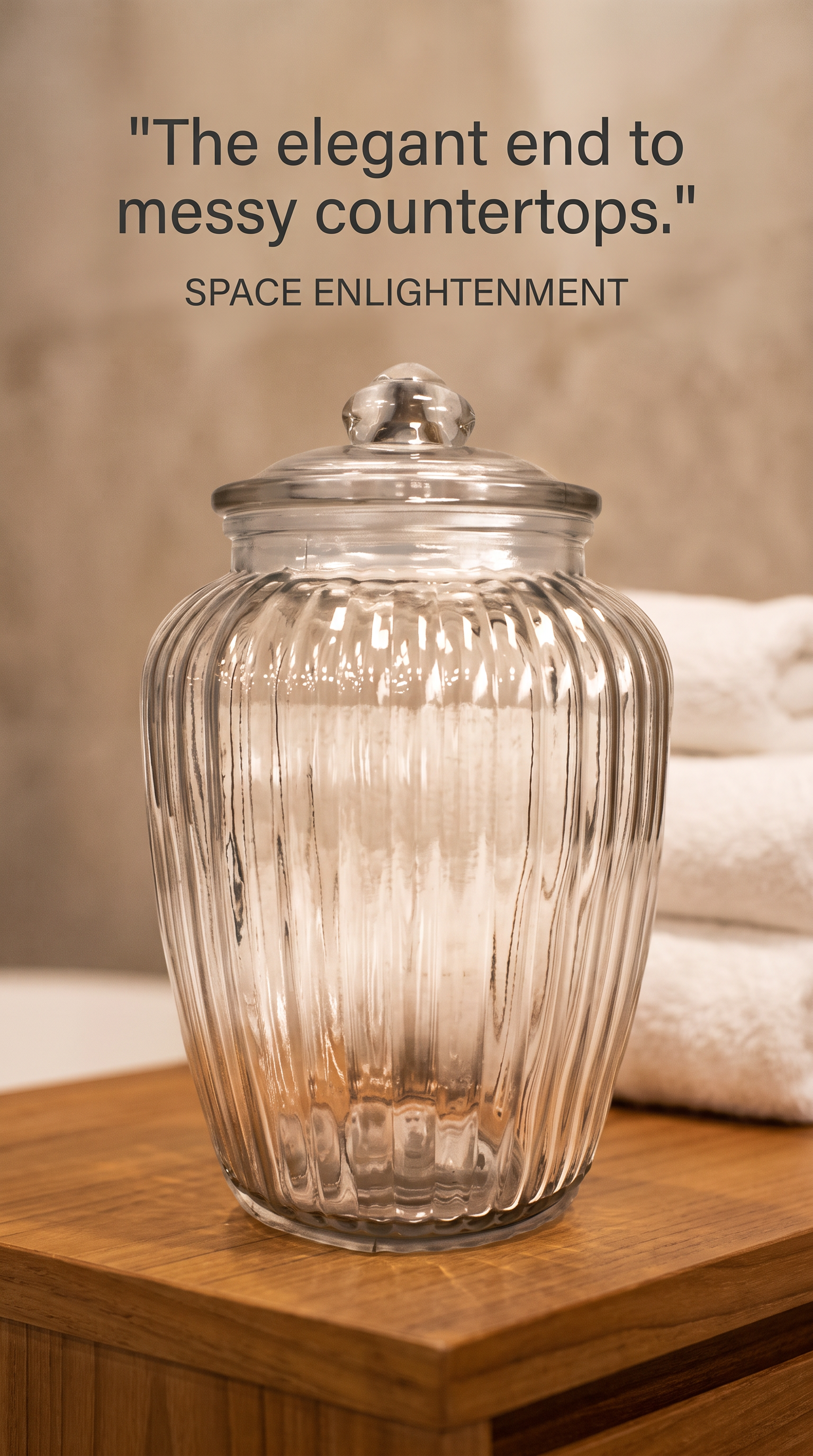 Large Ribbed Clear Glass Candy Jars